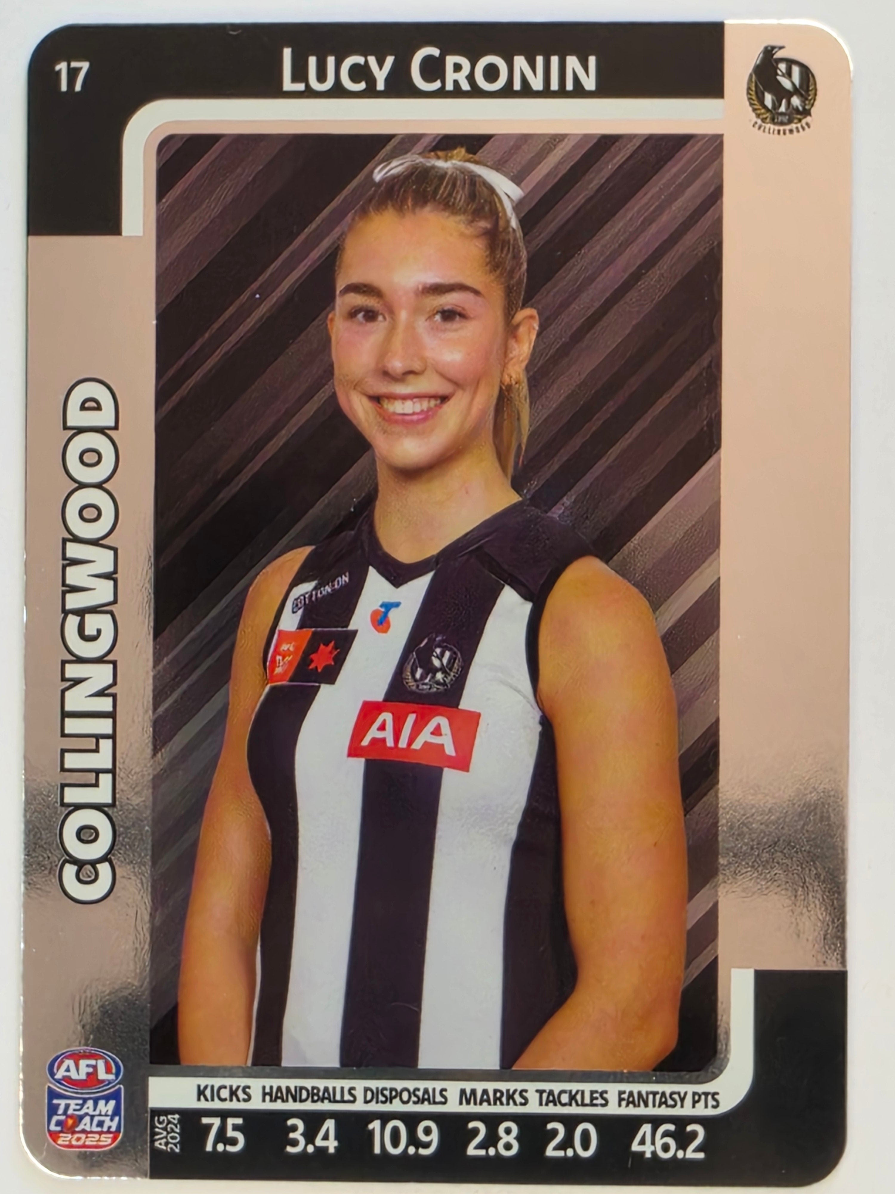 2025 AFLW TeamCoach | Silver Parallel #017 Lucy Cronin | Collingwood Magpies