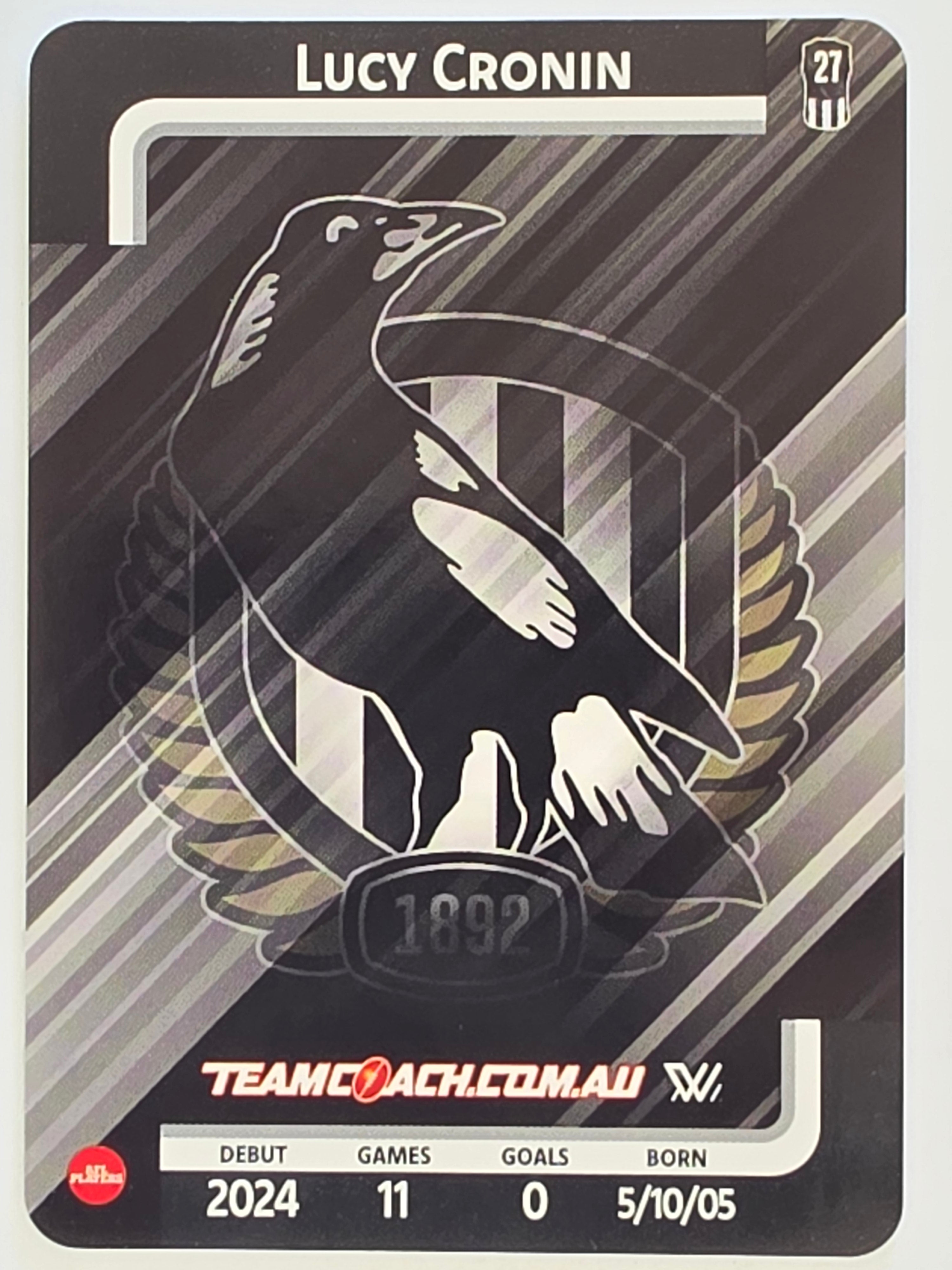 2025 AFLW TeamCoach | Silver Parallel #017 Lucy Cronin | Collingwood Magpies