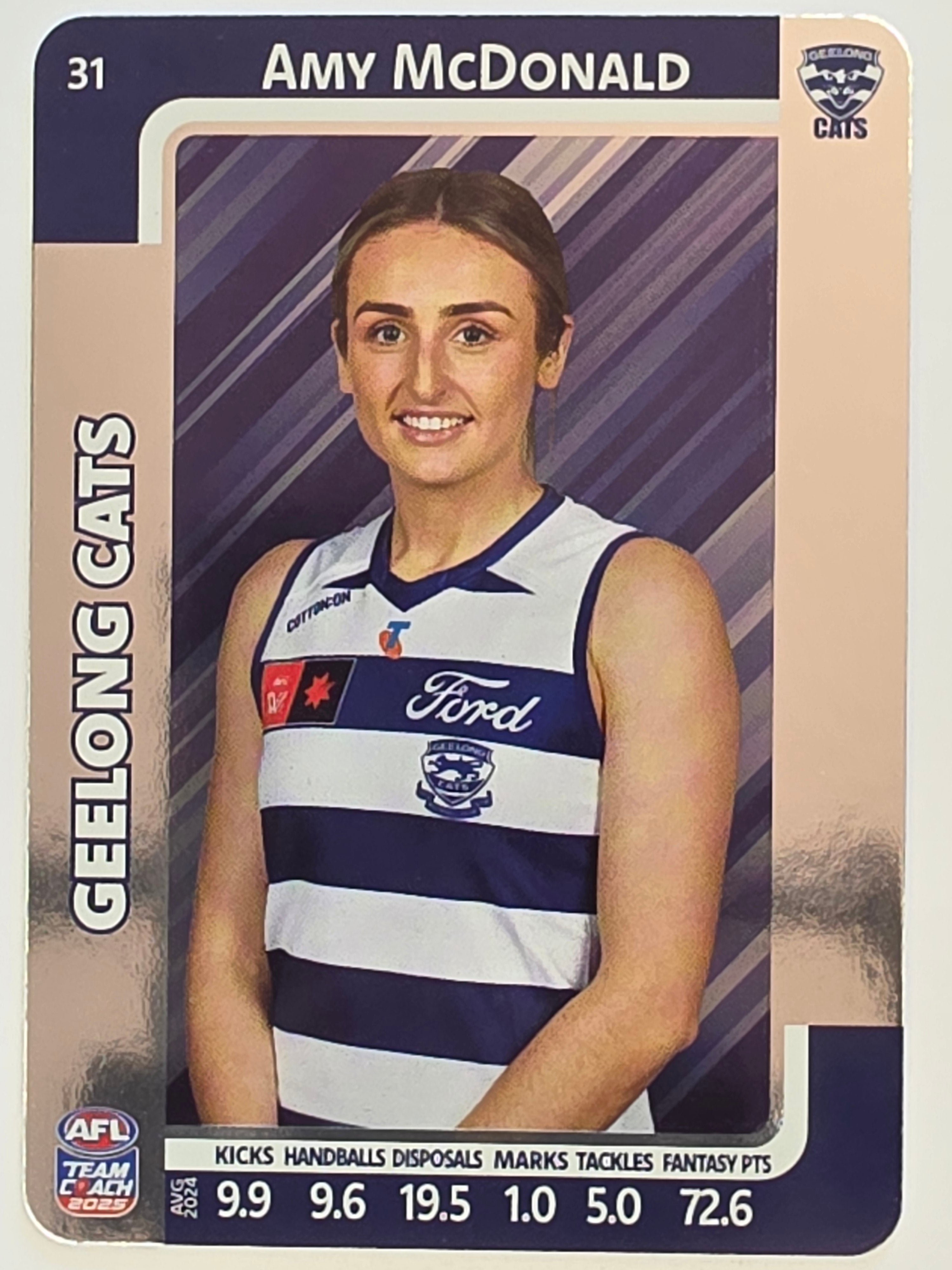 2025 AFLW TeamCoach | Silver Parallel #031 Amy McDonald | Geelong Cats