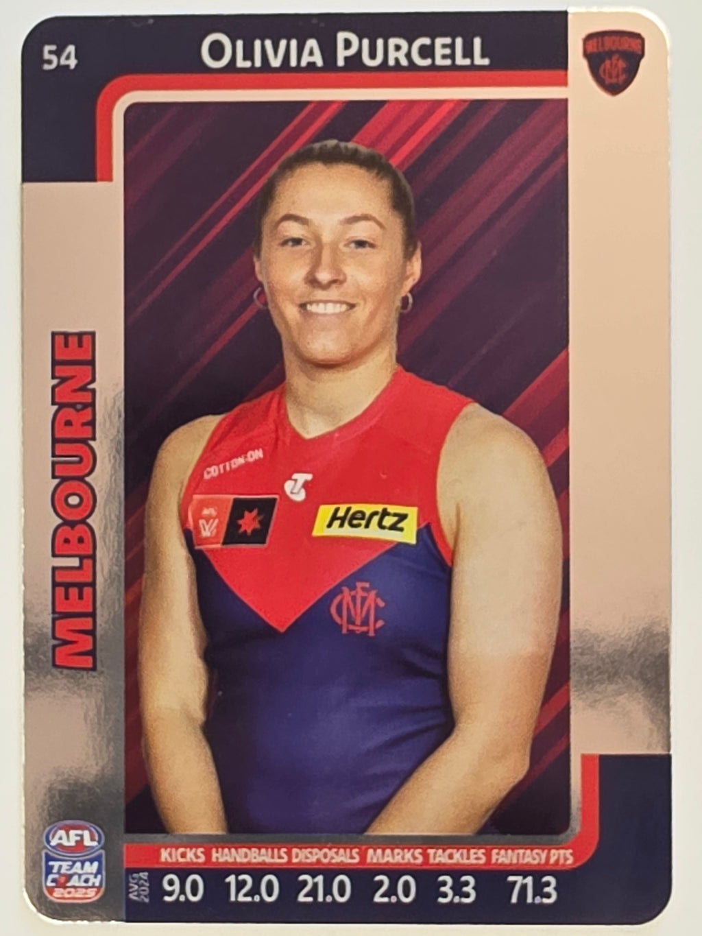 2025 AFLW TeamCoach | Silver Parallel #054 Olivia Purcell | Melbourne Demons