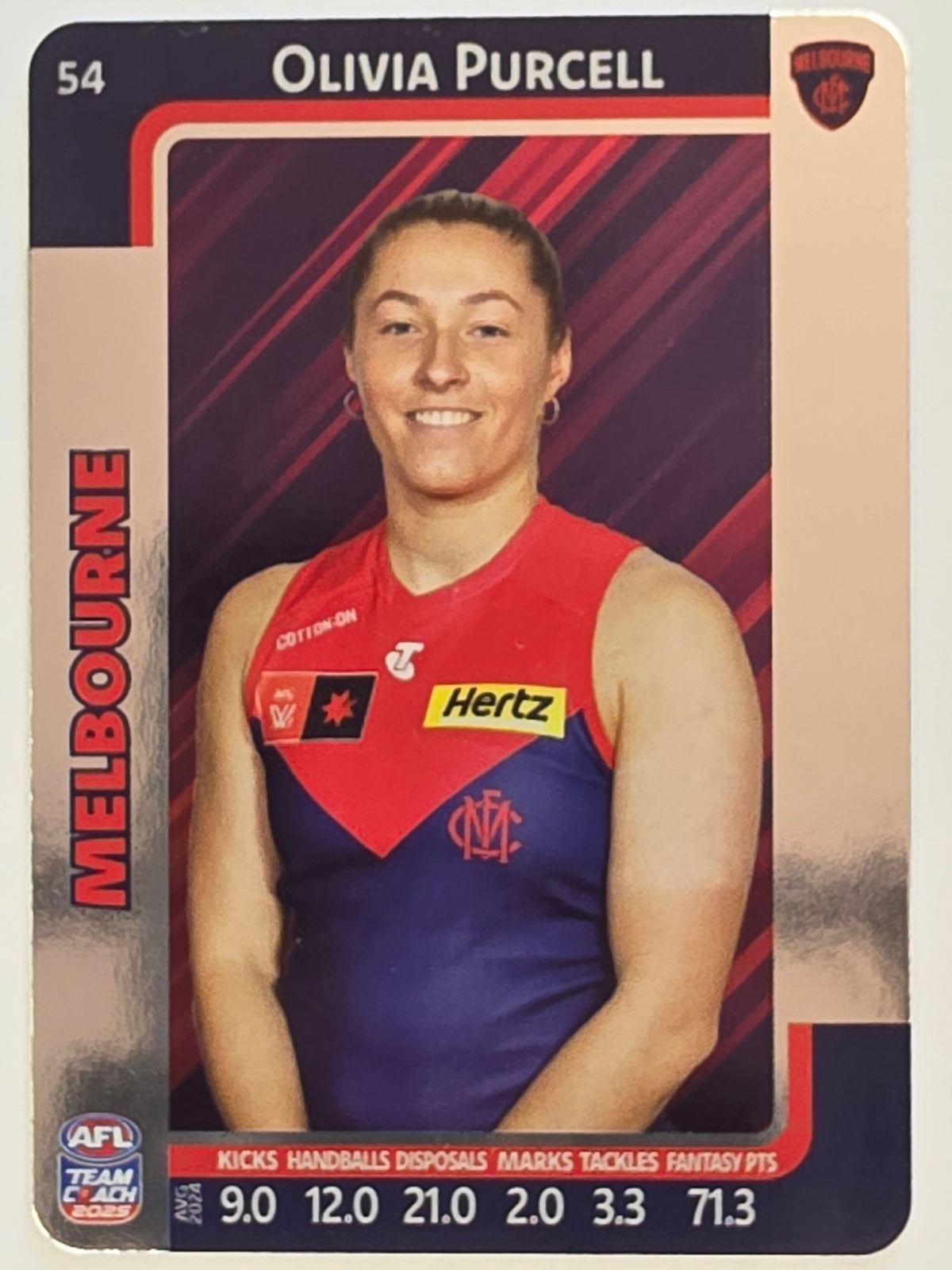 2025 AFLW TeamCoach | Silver Parallel #054 Olivia Purcell | Melbourne Demons