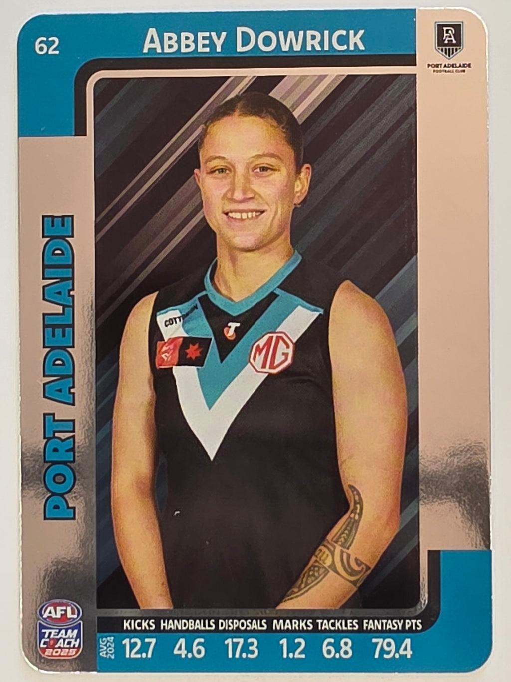 2025 AFLW TeamCoach | Silver Parallel #062 Abbey Dowrick | Port Adelaide Power
