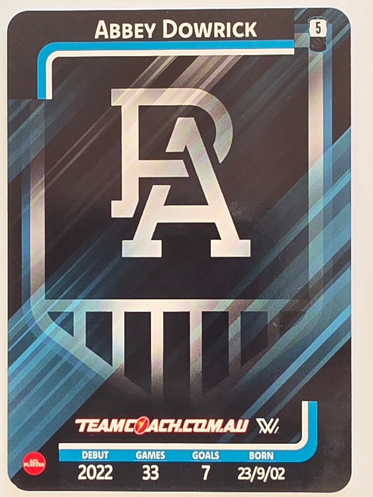 2025 AFLW TeamCoach | Silver Parallel #062 Abbey Dowrick | Port Adelaide Power