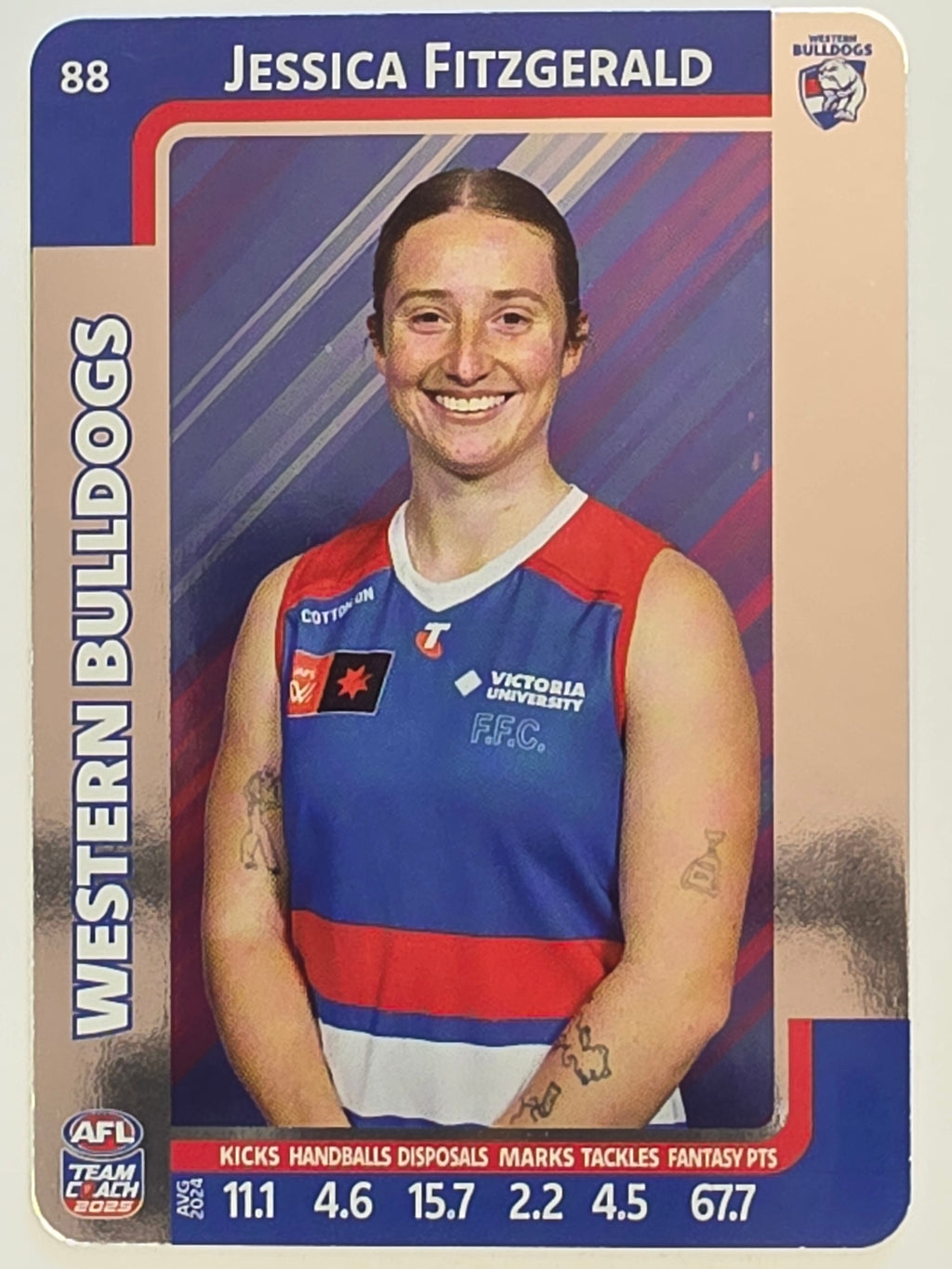 2025 AFLW TeamCoach | Silver Parallel #088 Jessica Fitzgerald | Western Bulldogs