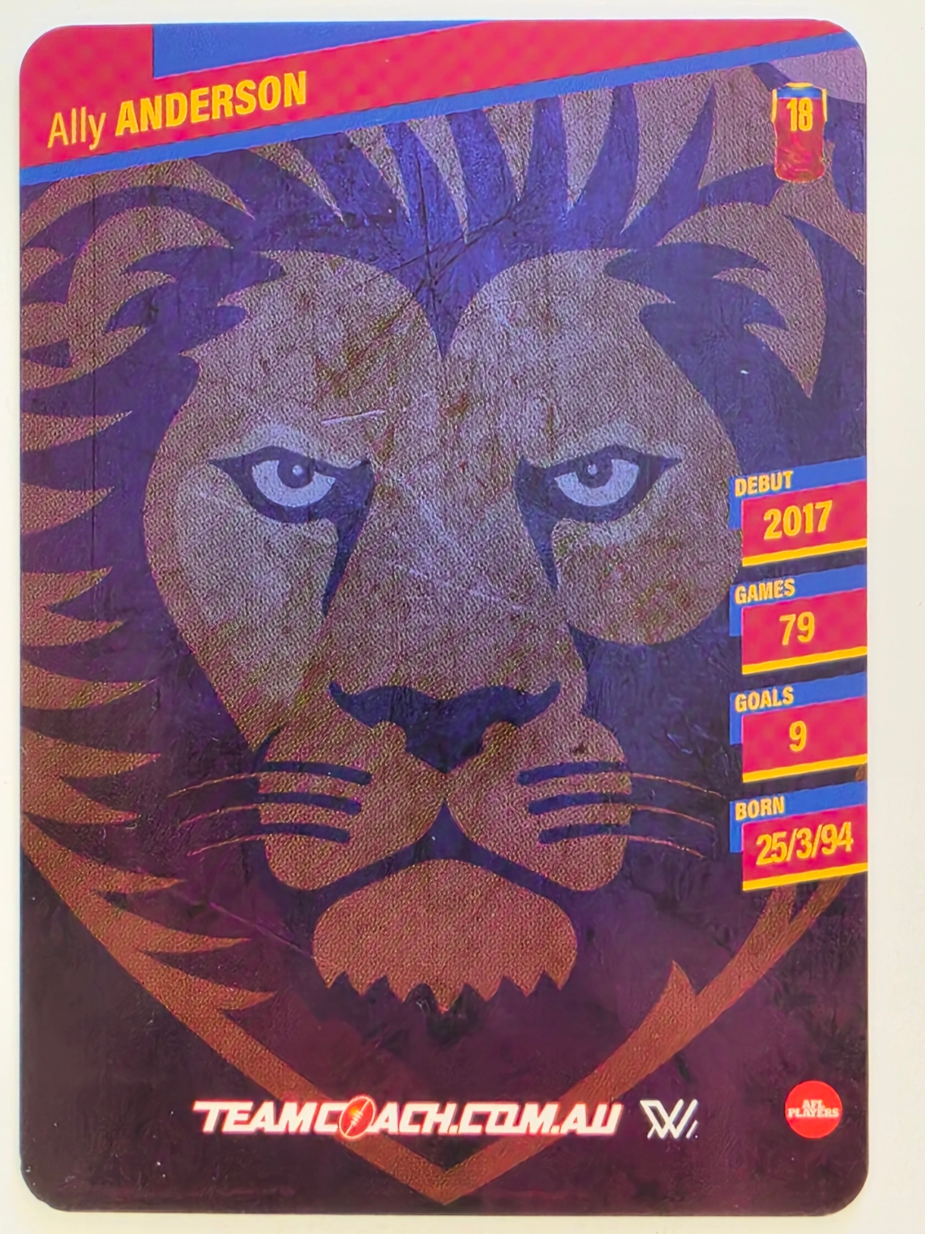 2024 AFLW TeamCoach | Silver Parallel | #4 Ally Anderson Brisbane Lions