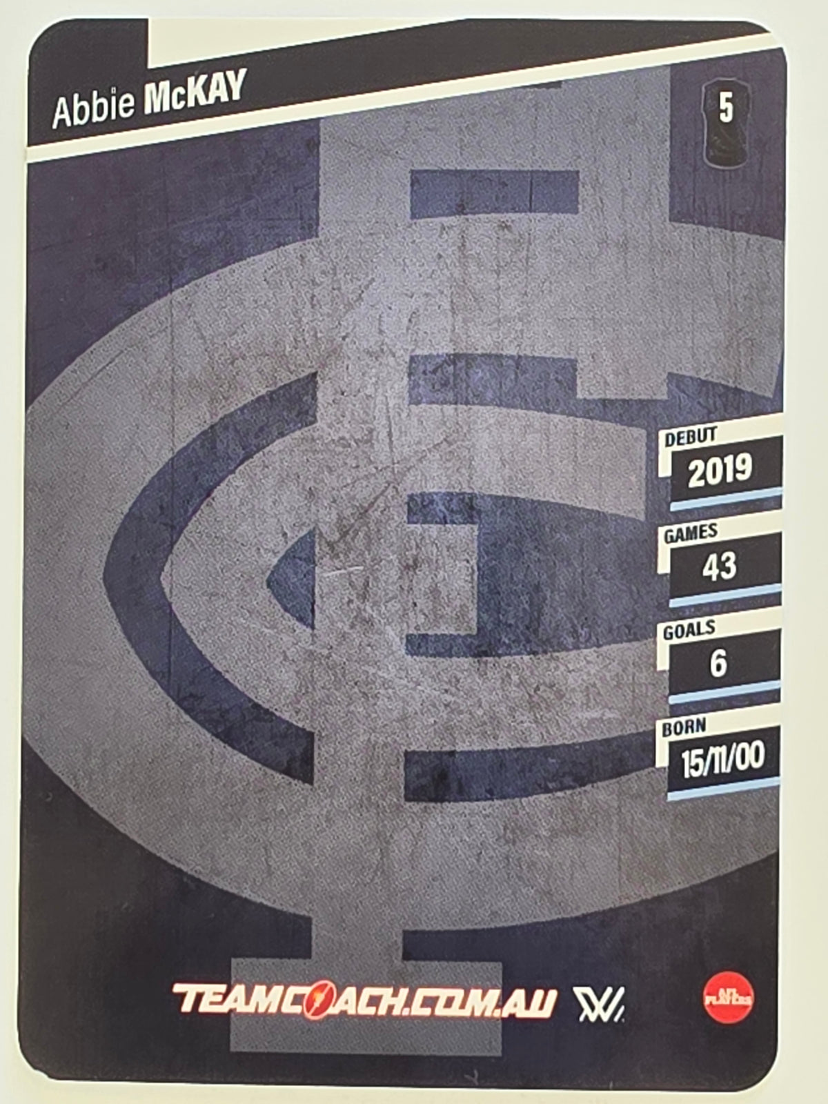 2024 AFLW TeamCoach | Silver Parallel | #8 Abbie McKay Carlton Blues