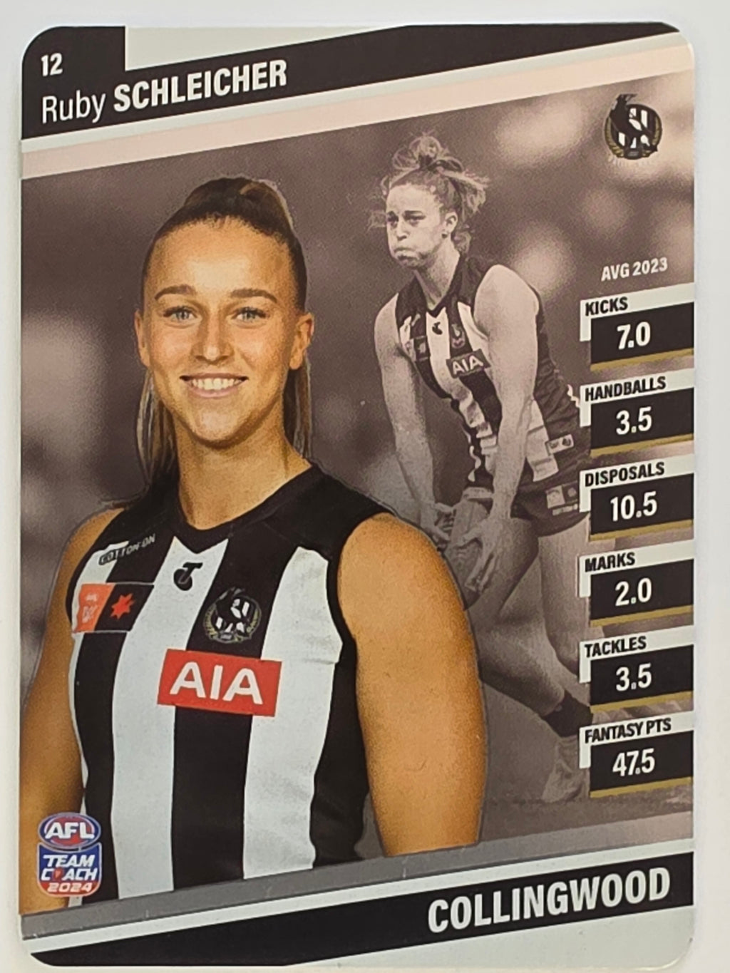 2024 AFLW TeamCoach | Silver Parallel | #12 Ruby Schleicher Collingwood Magpies