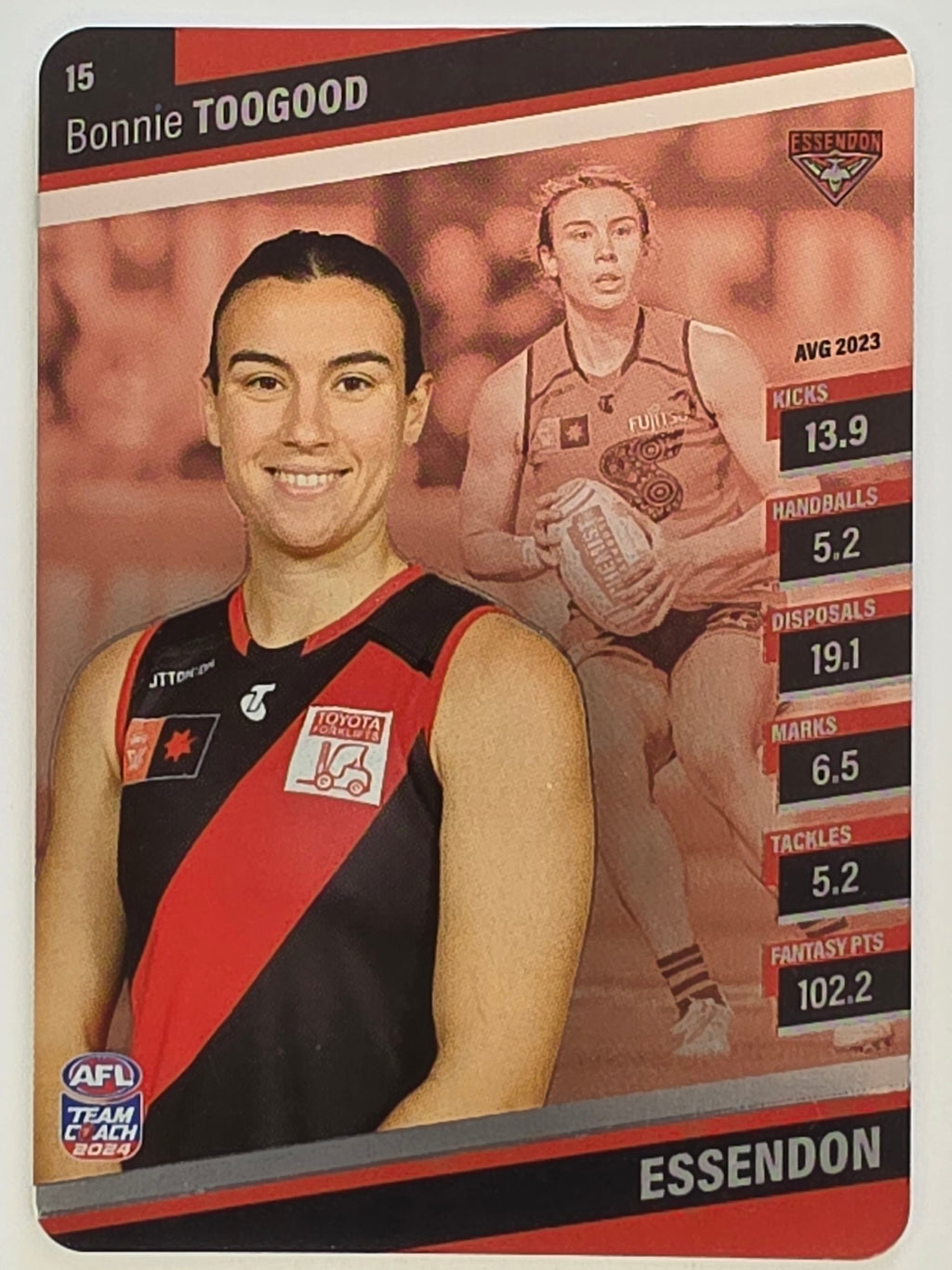 2024 AFLW TeamCoach | Silver Parallel | #15 Bonnie Toogood Essendon Bombers