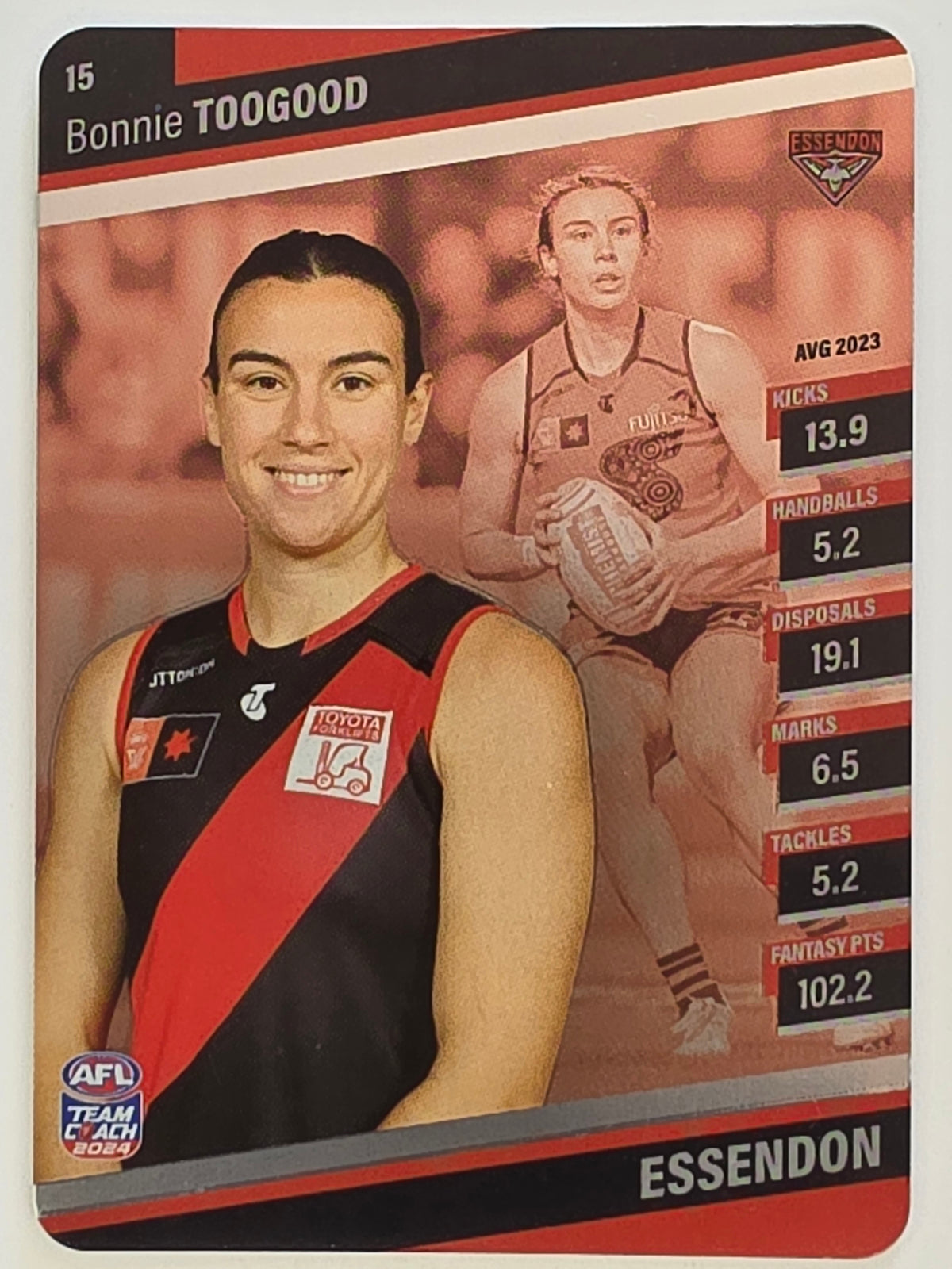 2024 AFLW TeamCoach | Silver Parallel | #15 Bonnie Toogood Essendon Bombers