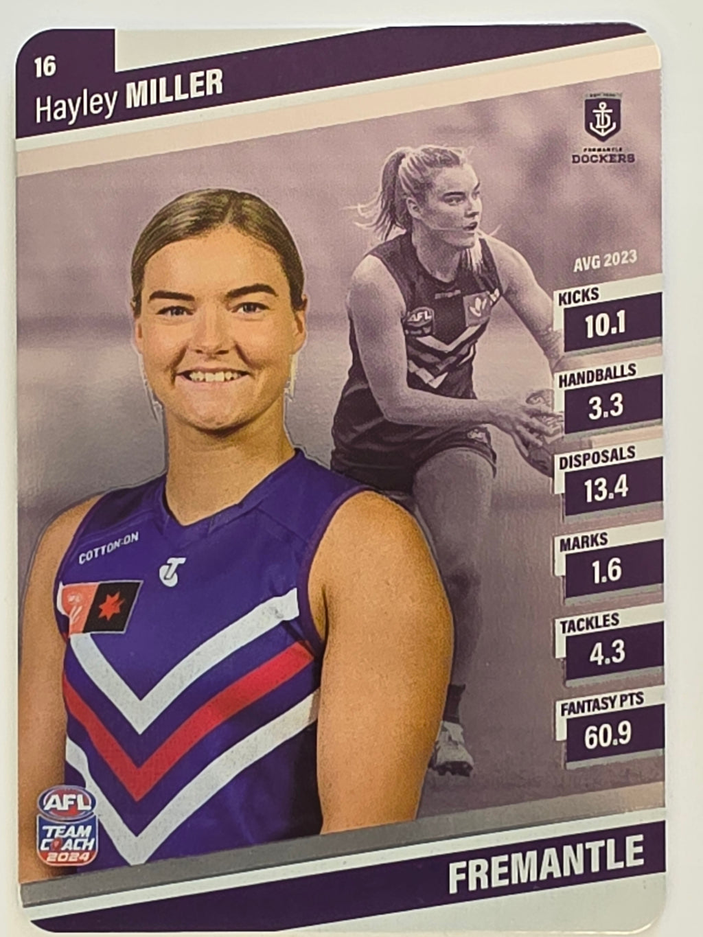 2024 AFLW TeamCoach | Silver Parallel | #16 Hayley Miller Fremantle Dockers