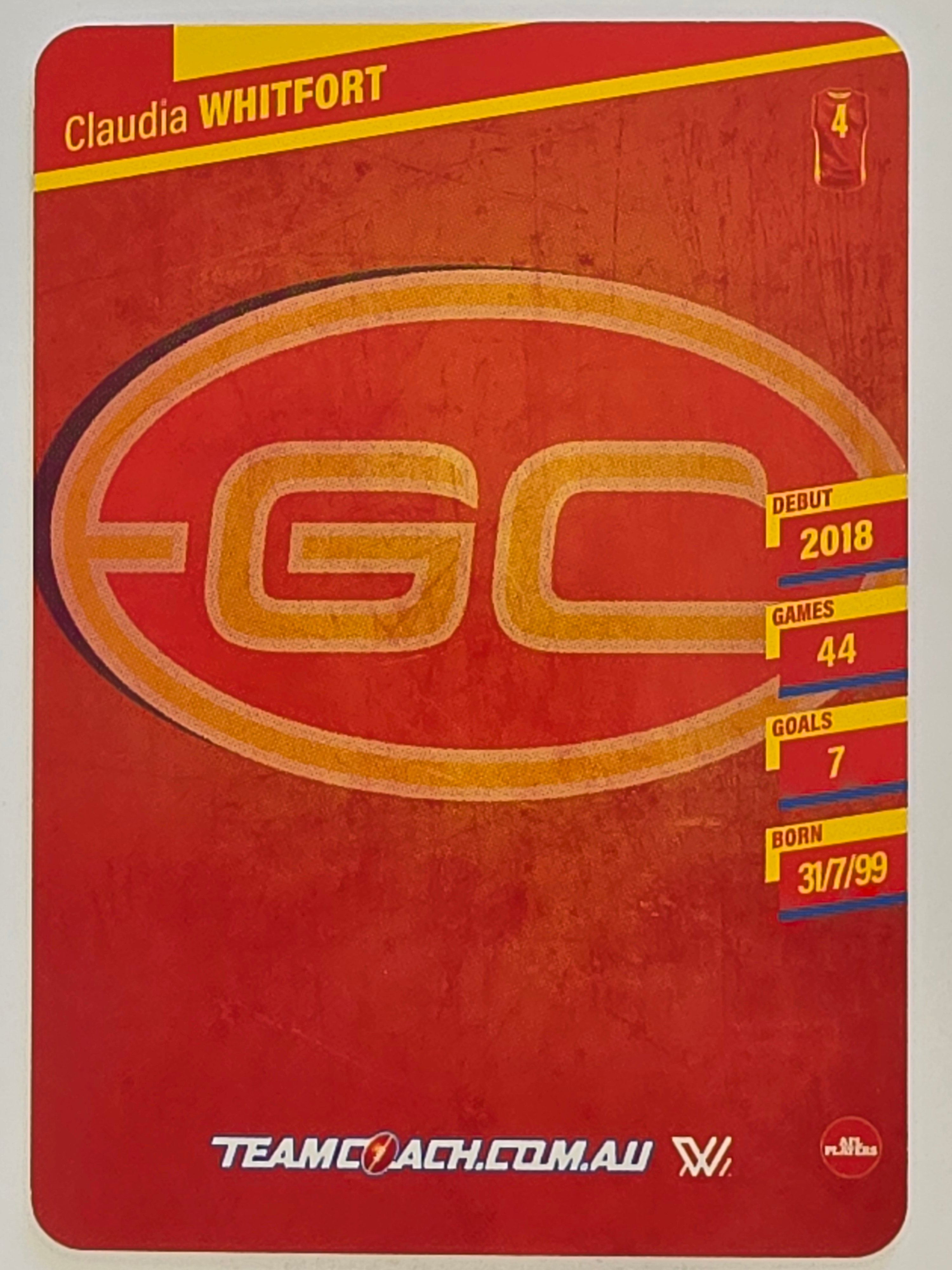 2024 AFLW TeamCoach | Silver Parallel | #24 Claudia Whitfort Gold Coast Suns