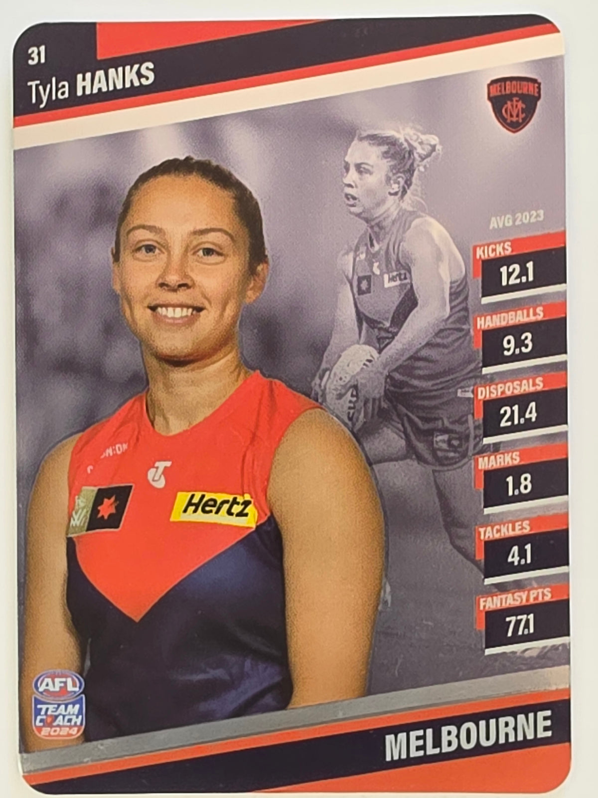 2024 AFLW TeamCoach | Silver Parallel | #31 Tyla Hanks Melbourne Demons