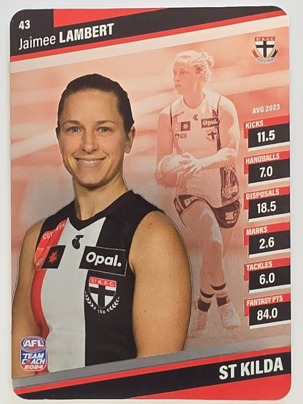 2024 AFLW TeamCoach | Silver Parallel | #43 Jaimee Lambert St. Kilda Saints