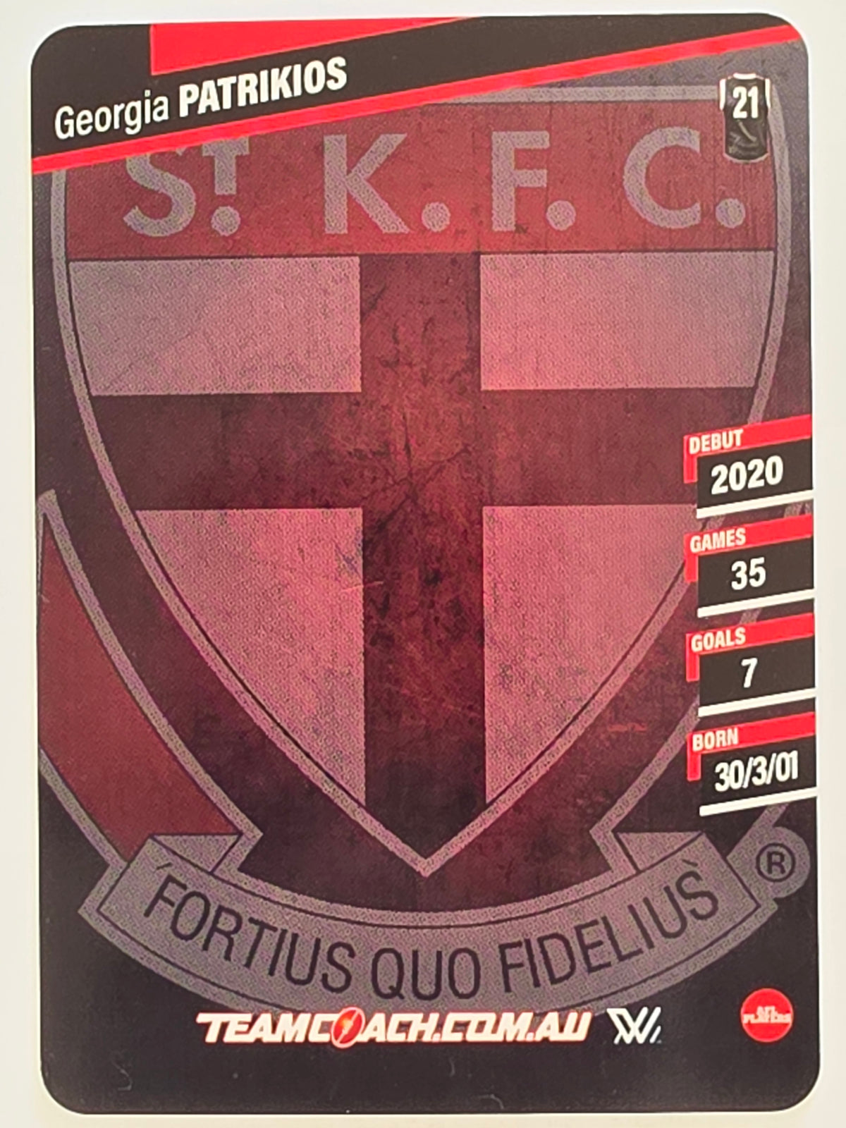 2024 AFLW TeamCoach | Silver Parallel | #44 Georgia Patrikios St. Kilda Saints