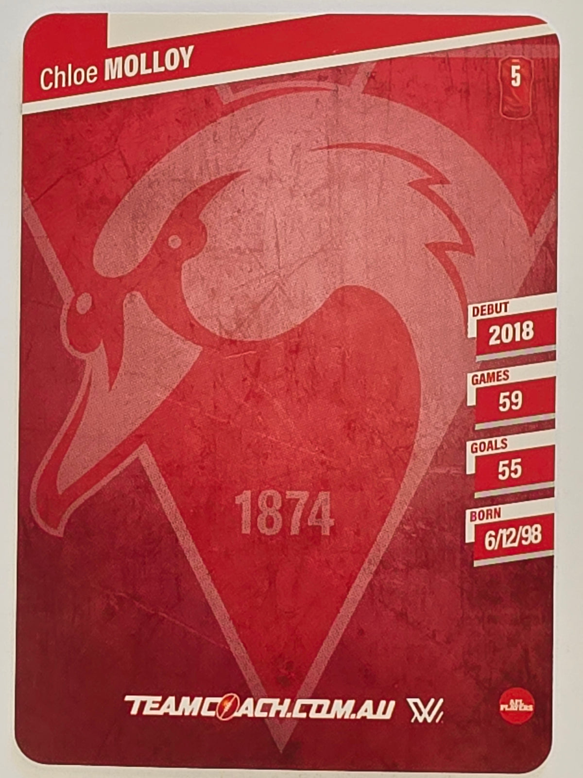 2024 AFLW TeamCoach | Silver Parallel | #47 Chloe Molloy Sydney Swans