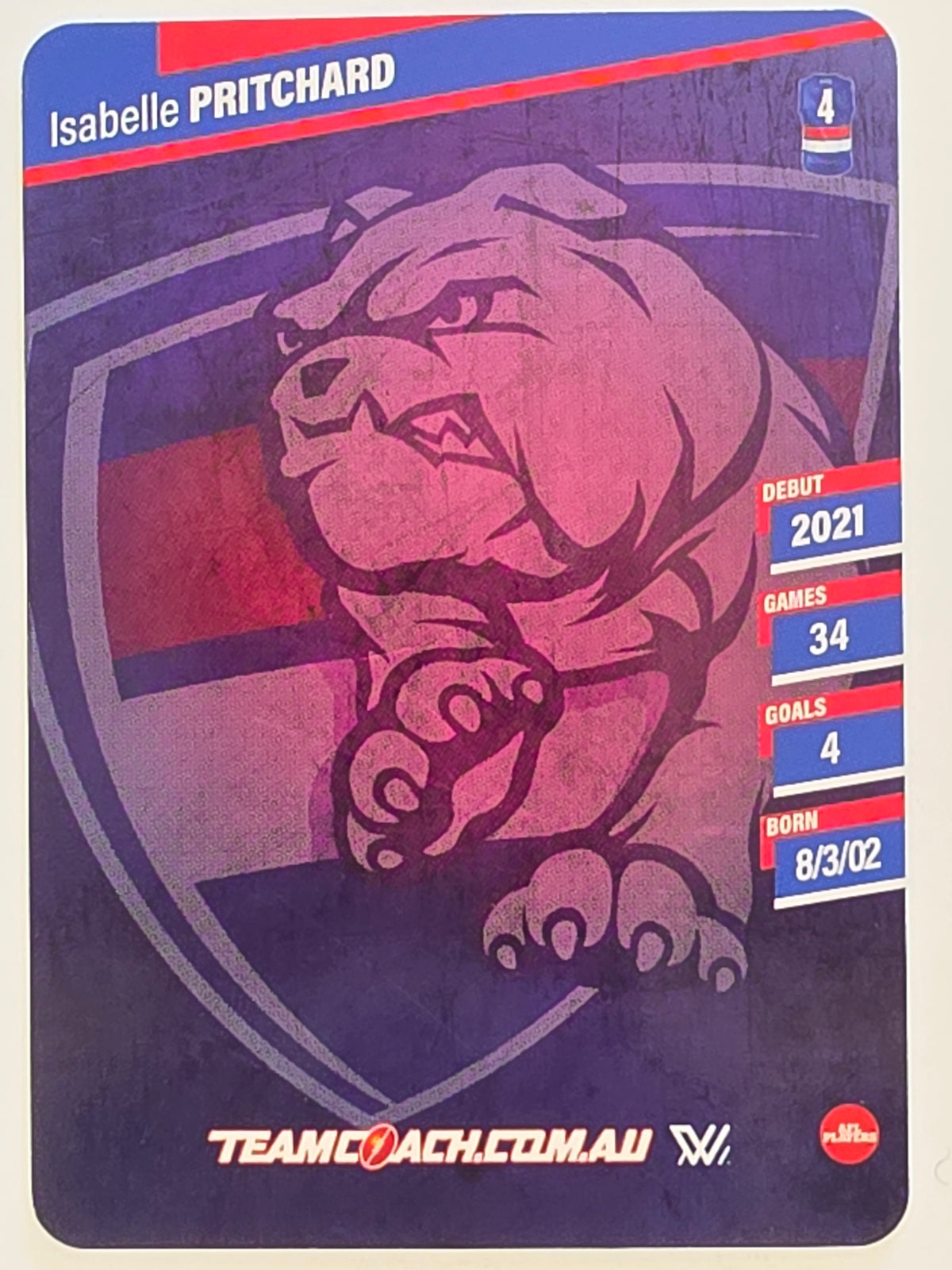2024 AFLW TeamCoach | Silver Parallel | #54 Isabelle Pritchard Western Bulldogs