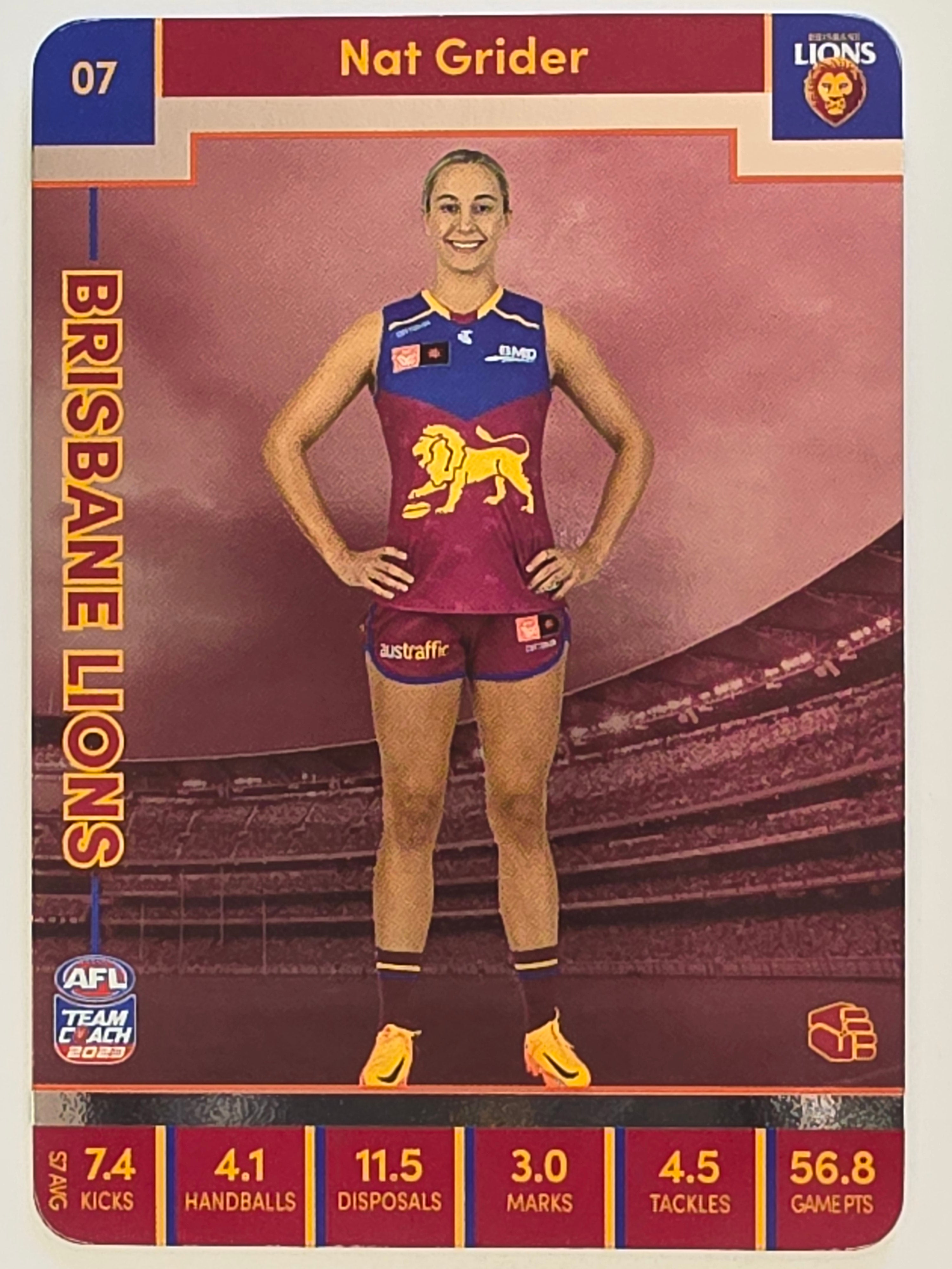 2023 AFLW TeamCoach | Silver Parallel | #7 Nat Grider Brisbane Lions