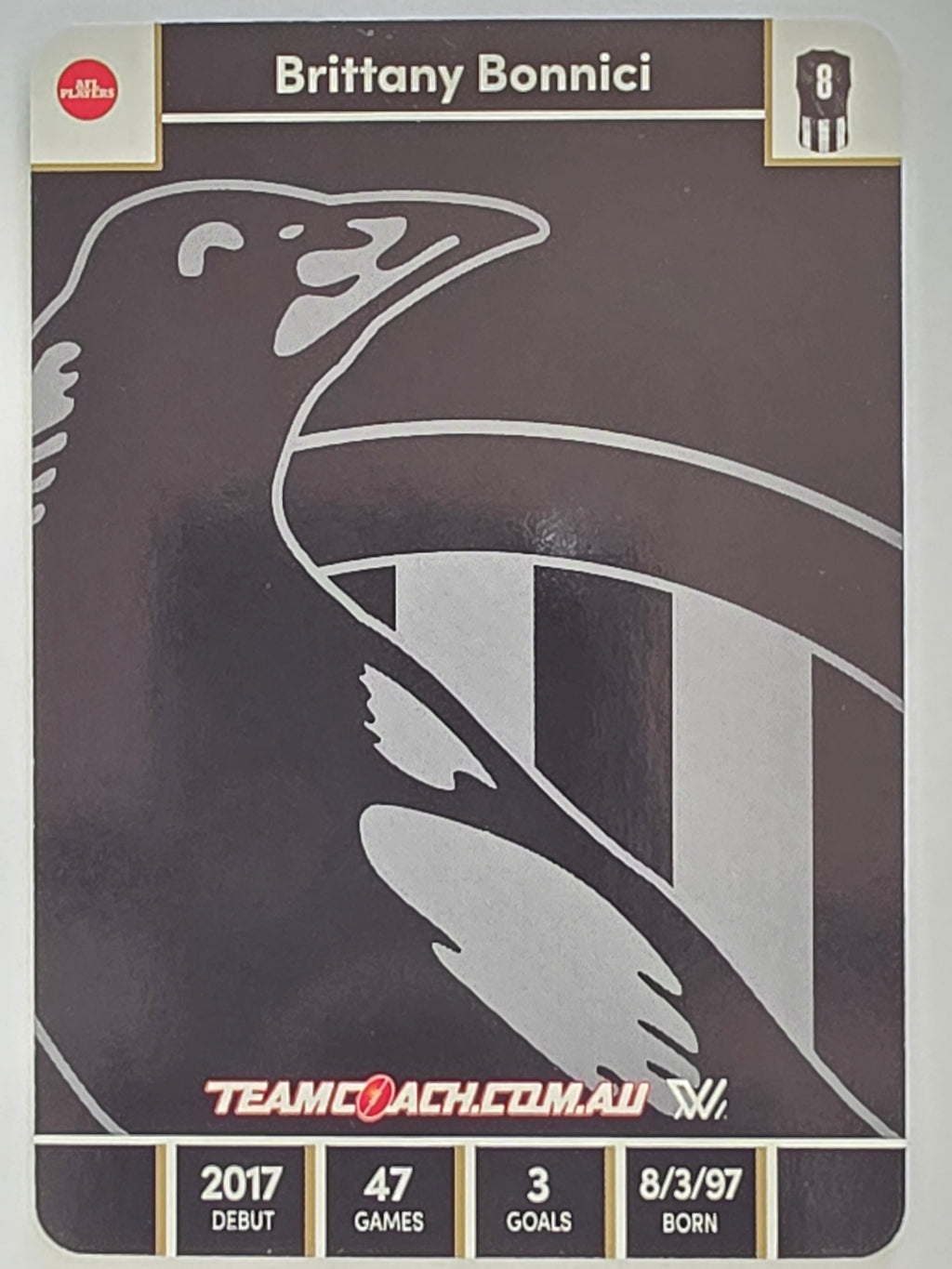 2023 AFLW TeamCoach | Silver Parallel | #17 Brittany Bonnici Collingwood Magpies