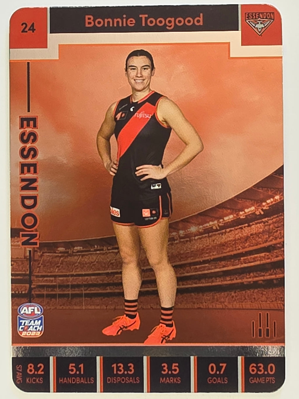 2023 AFLW TeamCoach | Silver Parallel | #24 Bonnie Toogood Essendon Bombers