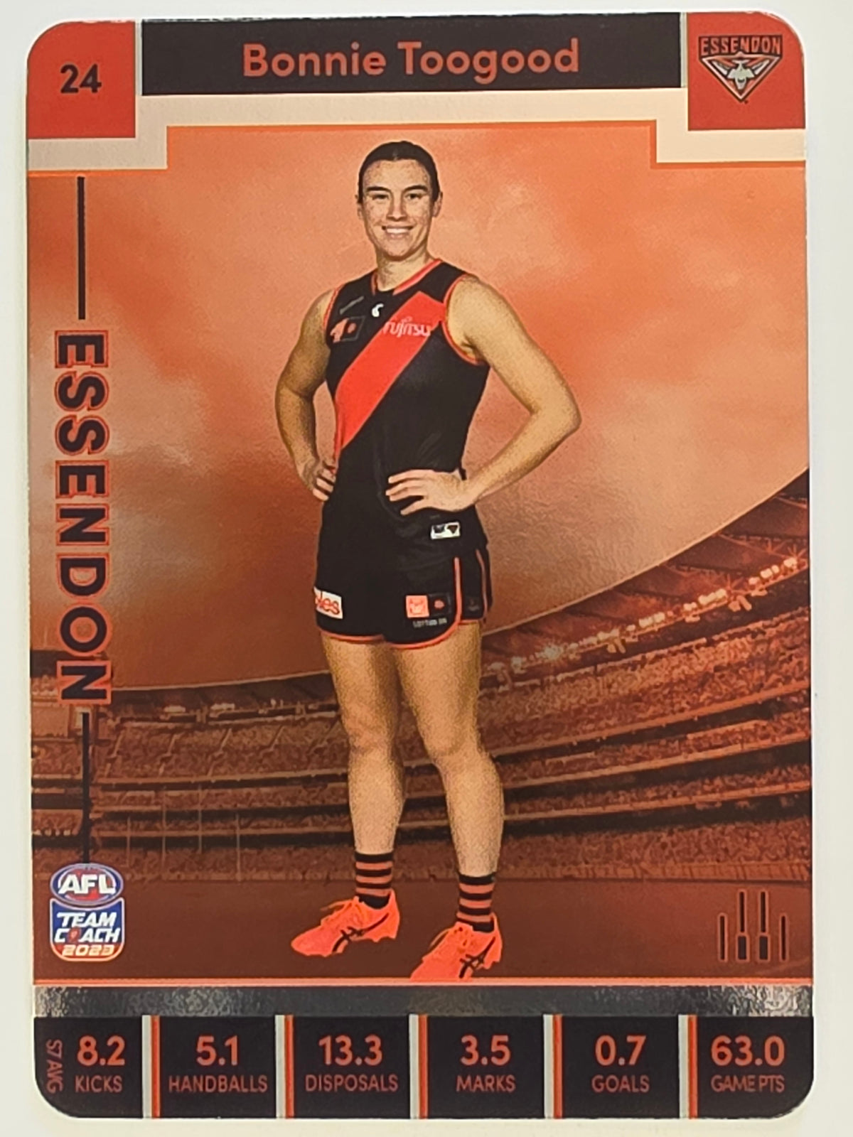 2023 AFLW TeamCoach | Silver Parallel | #24 Bonnie Toogood Essendon Bombers