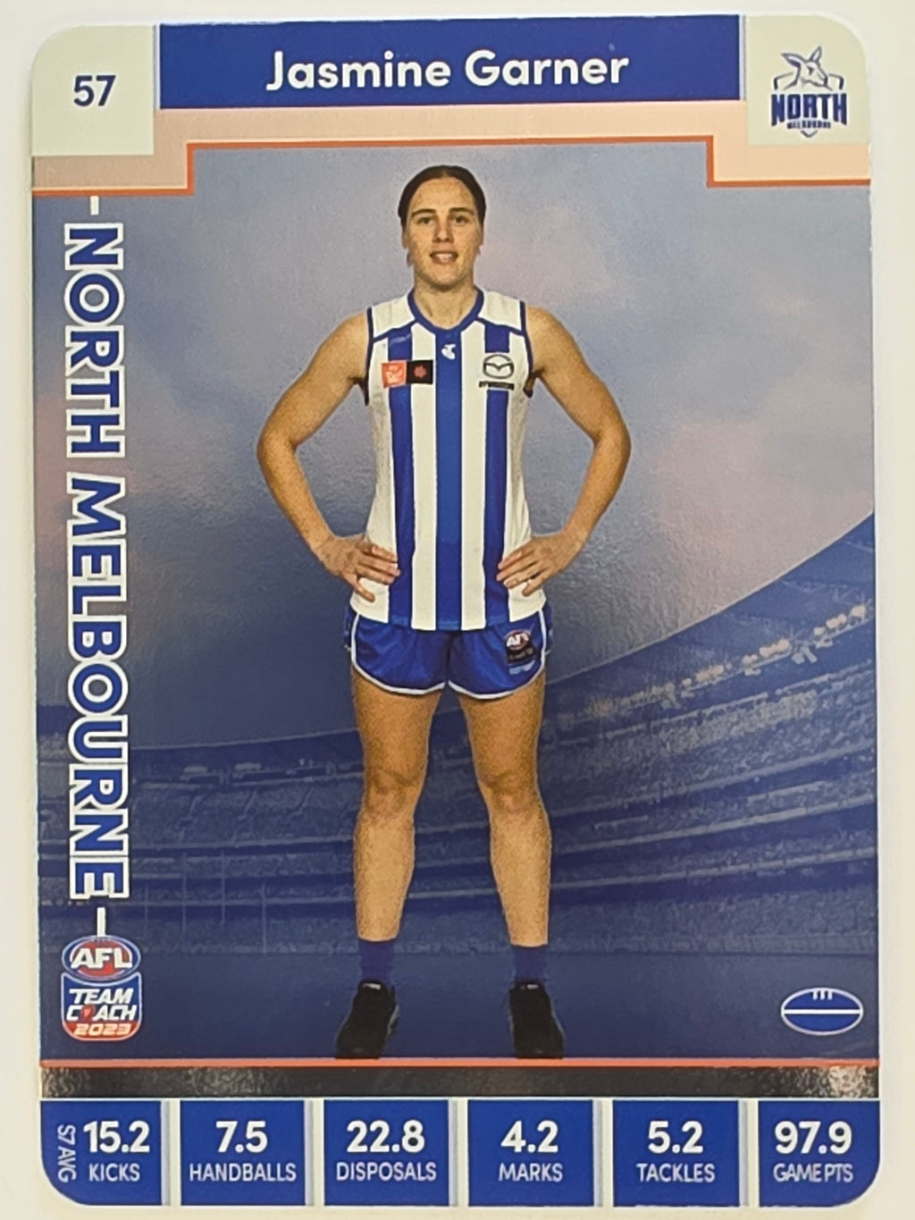 2023 AFLW TeamCoach | Silver Parallel | #57 Jasmine Garner North Melbourne Kangaroos