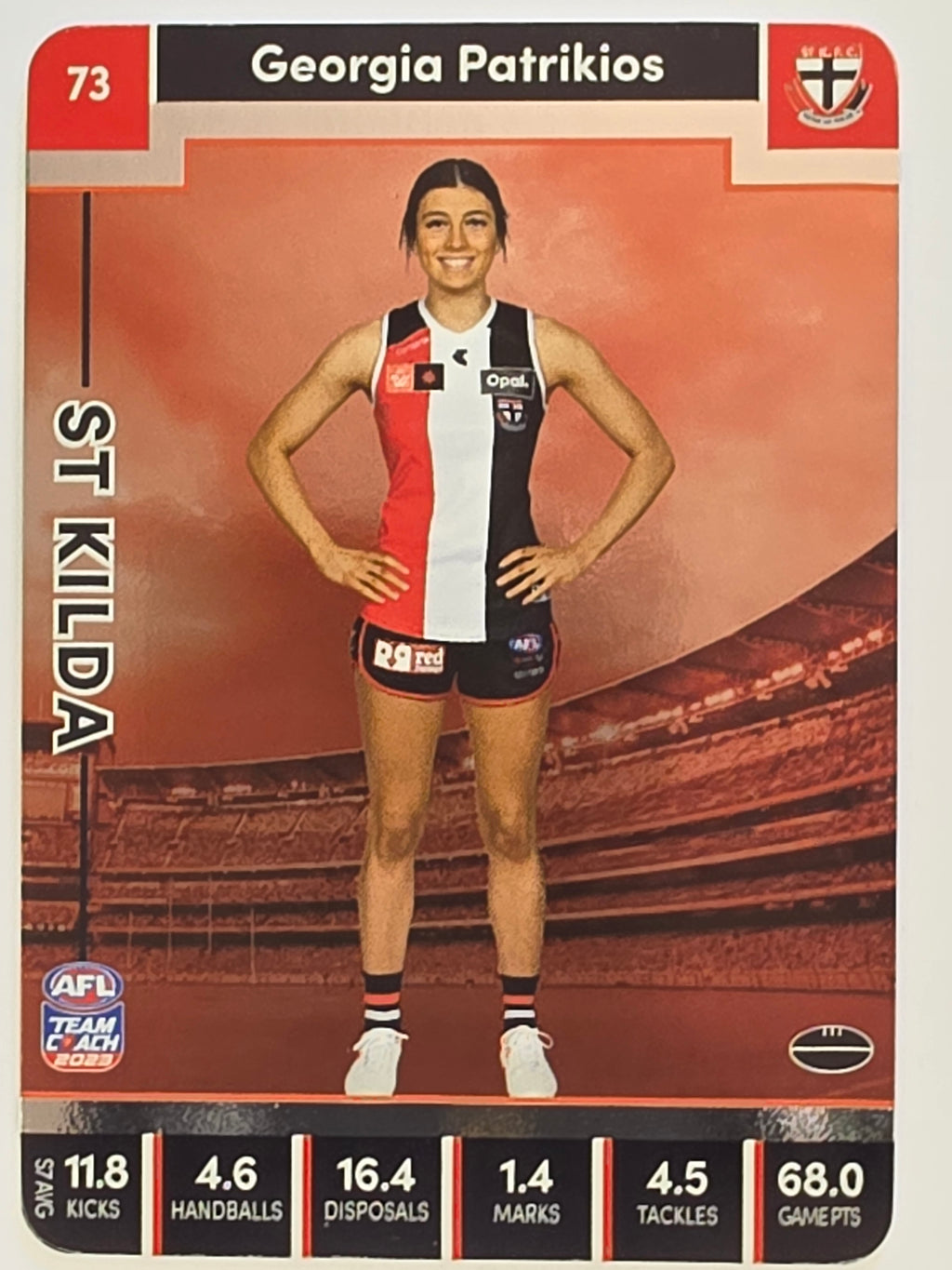 2023 AFLW TeamCoach | Silver Parallel | #73 Georgia Patrikios St. Kilda Saints
