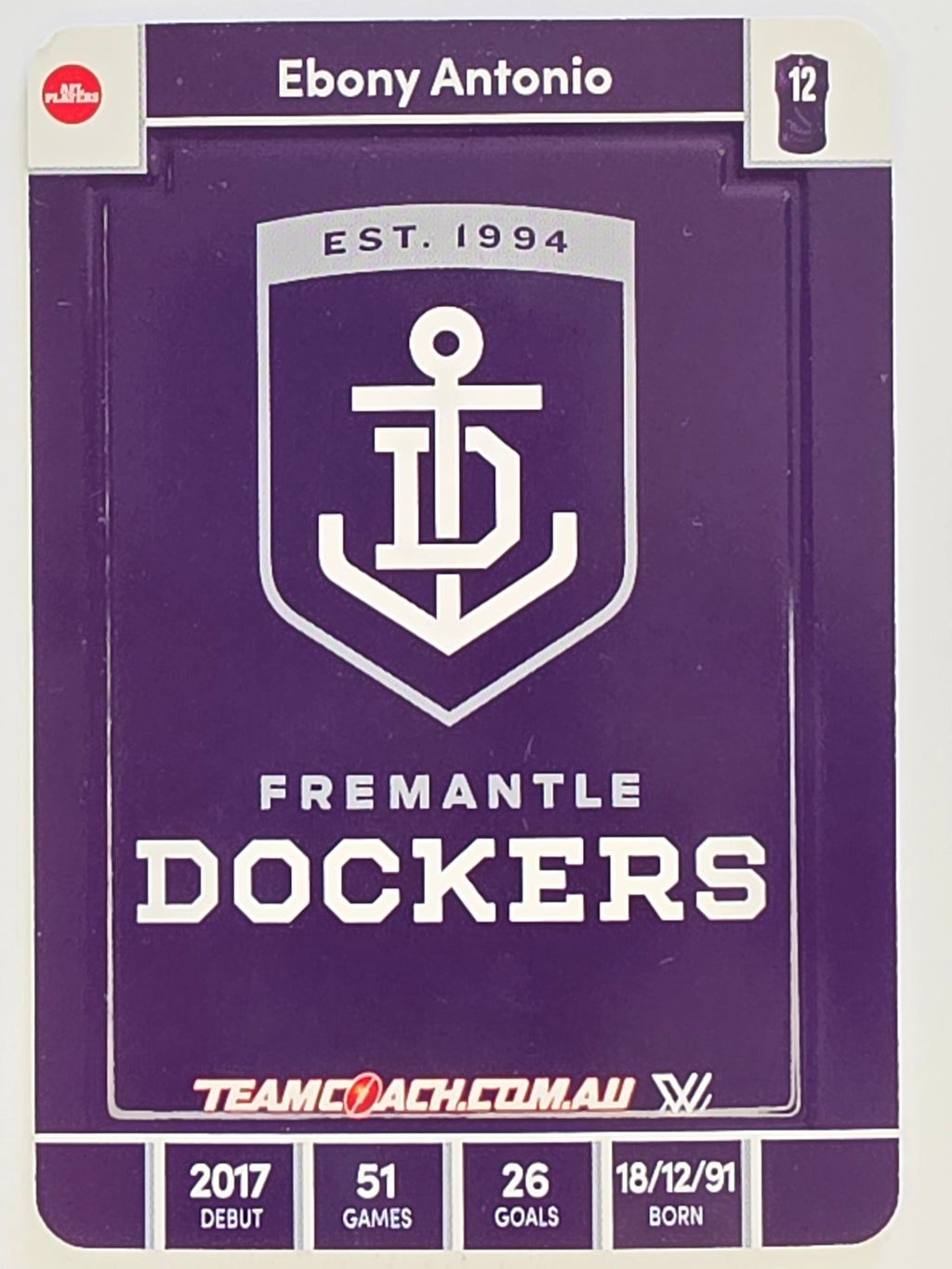 2023 AFLW TeamCoach | Gold Parallel | #26 Ebony Antonio Fremantle Dockers