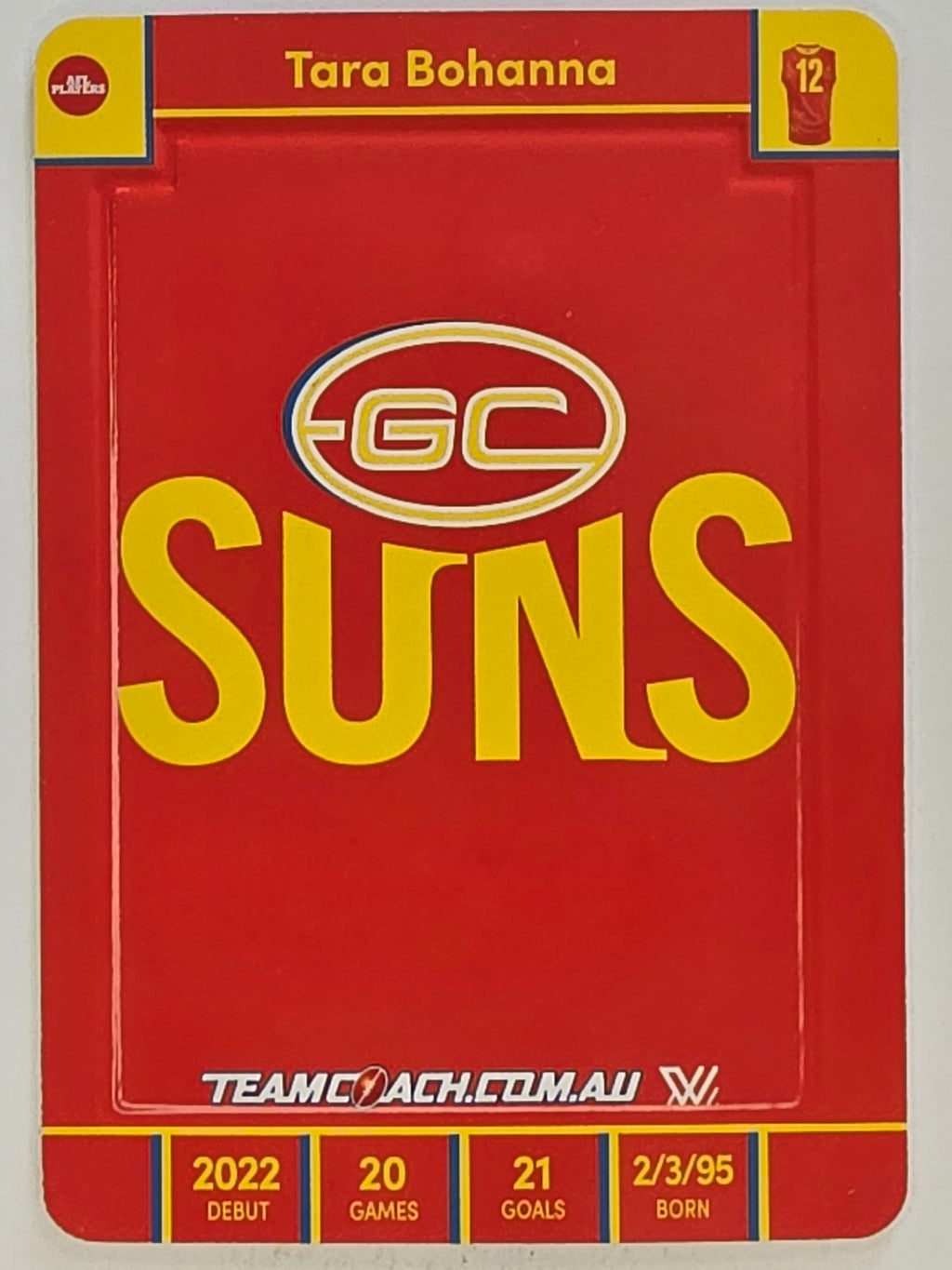 2023 AFLW TeamCoach | Gold Parallel | #37 Tara Bohanna Gold Coast Suns