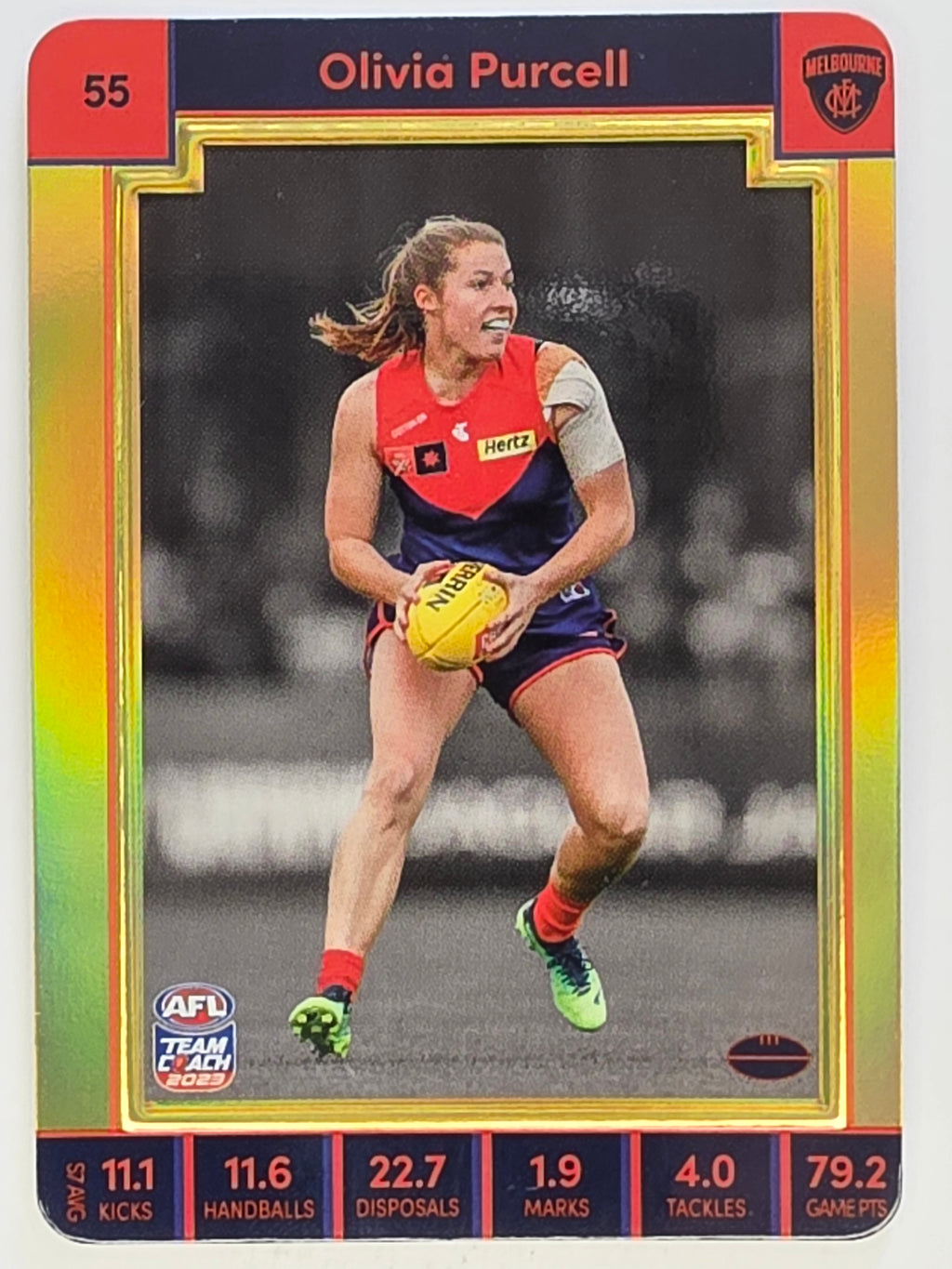 2023 AFLW TeamCoach | Gold Parallel | #55 Olivia Purcell Melbourne Demons