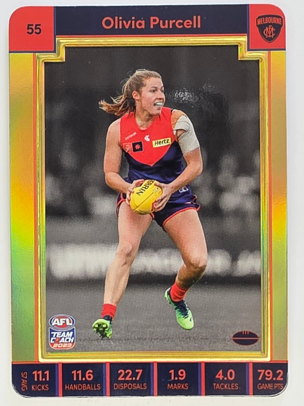 2023 AFLW TeamCoach | Gold Parallel | #55 Olivia Purcell Melbourne Demons