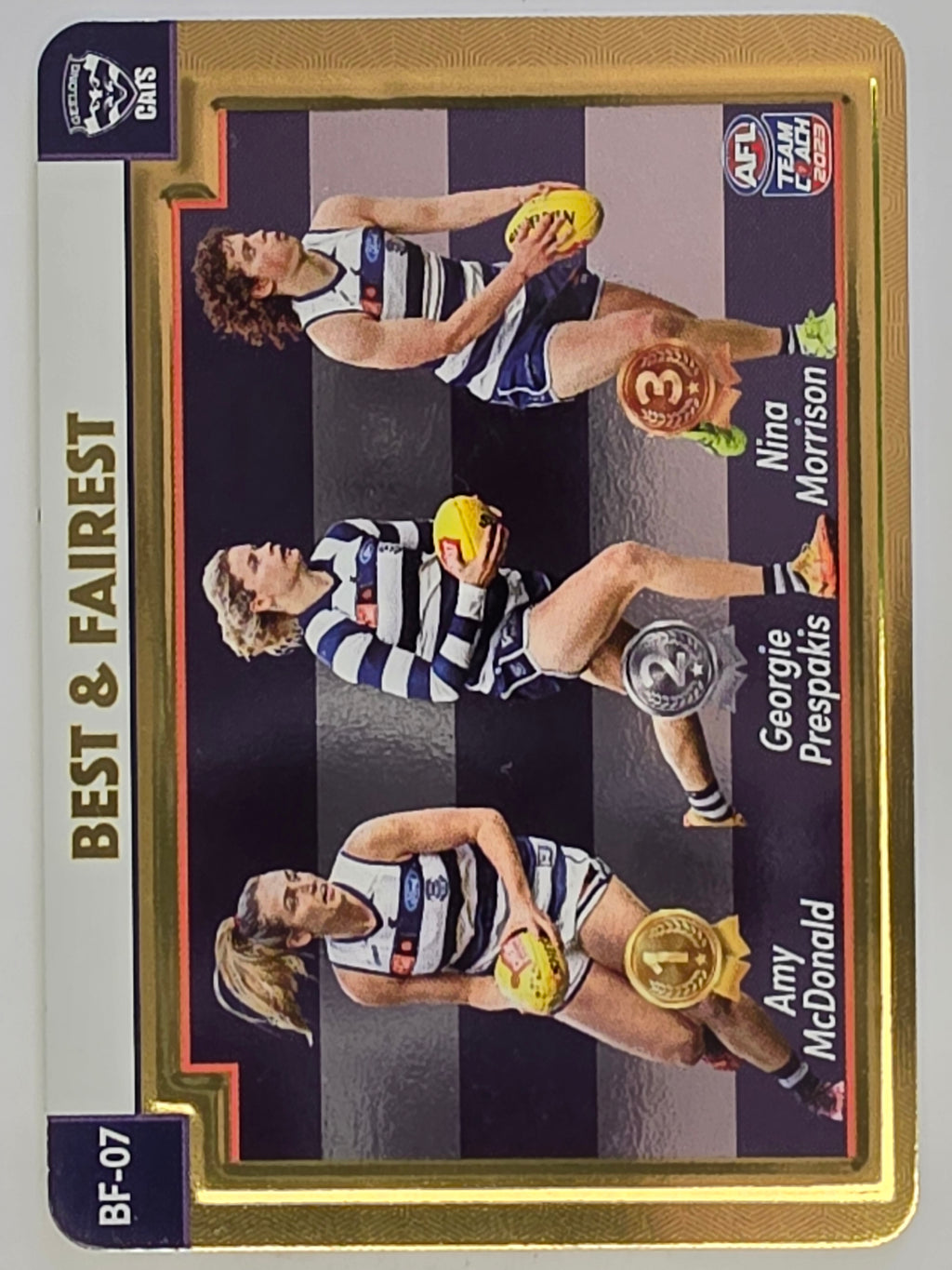 2023 AFLW TeamCoach | Best & Fairest GOLD | #BF-07 Prespakis/Morrison/McDonald Geelong Cats