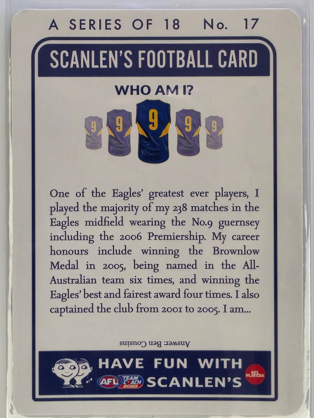 AFL 2023 TeamCoach Scanlens 60th Tribute #17 Nic Naitanui West Coast Eagles