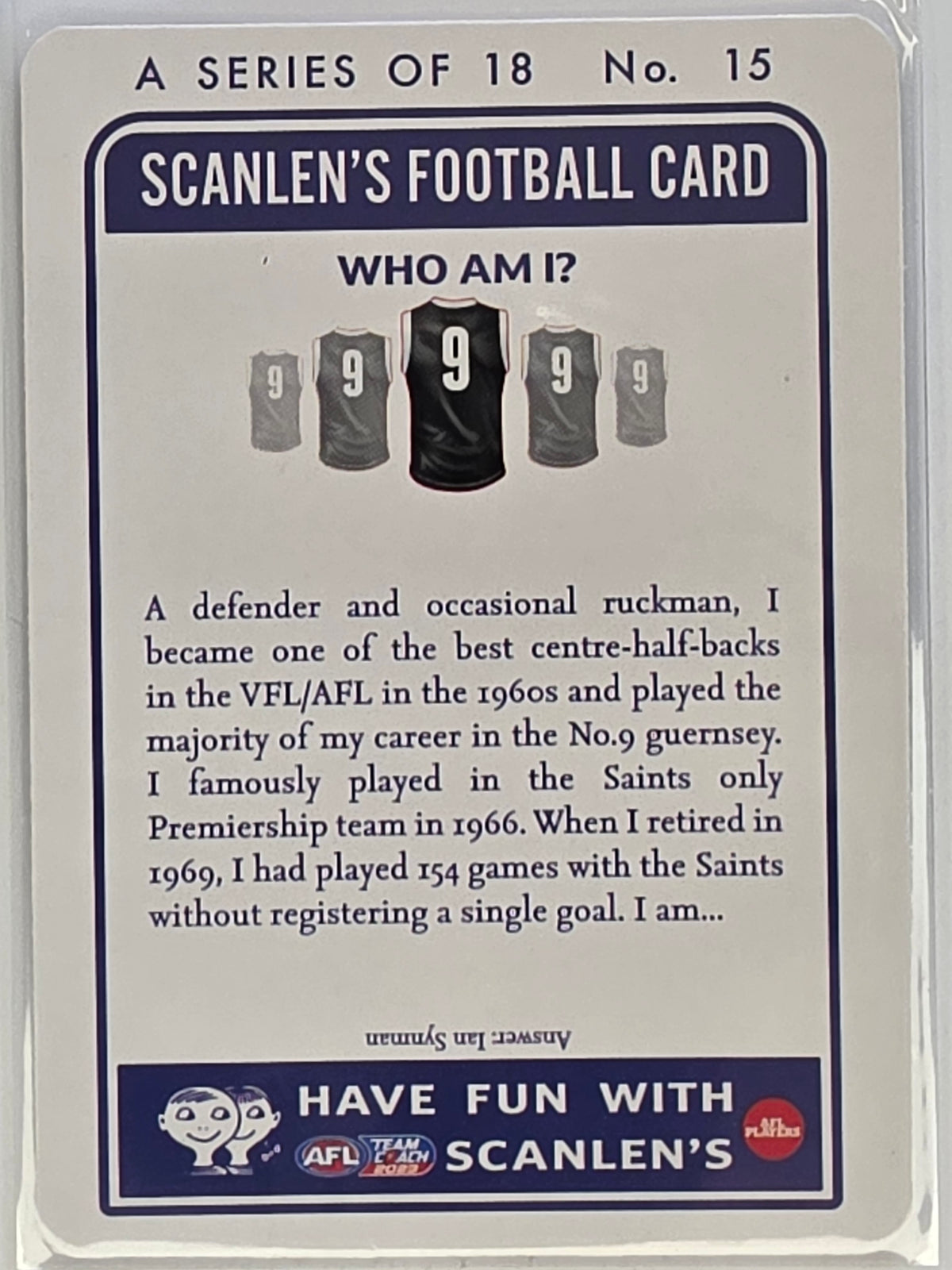 AFL 2023 TeamCoach Scanlens 60th Tribute #15 Jack Steele St Kilda Saints