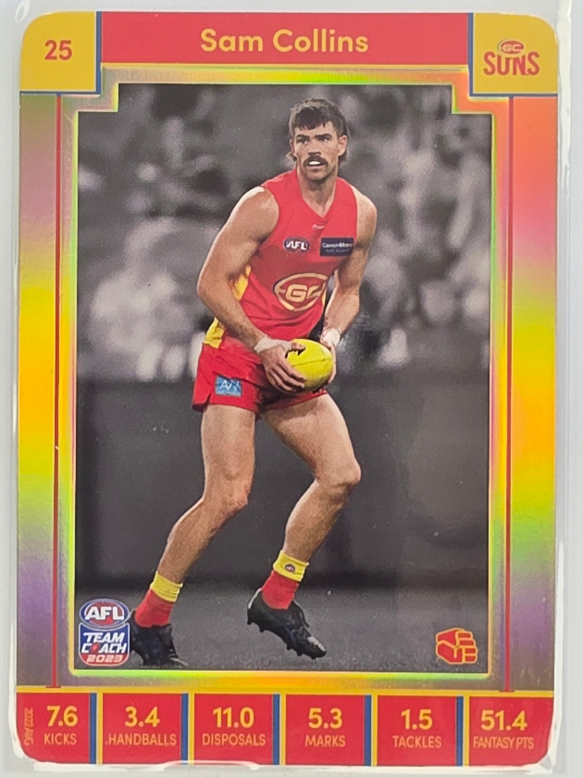 AFL 2023 TeamCoach Gold Parallel #025 Sam Collins Gold Coast Suns
