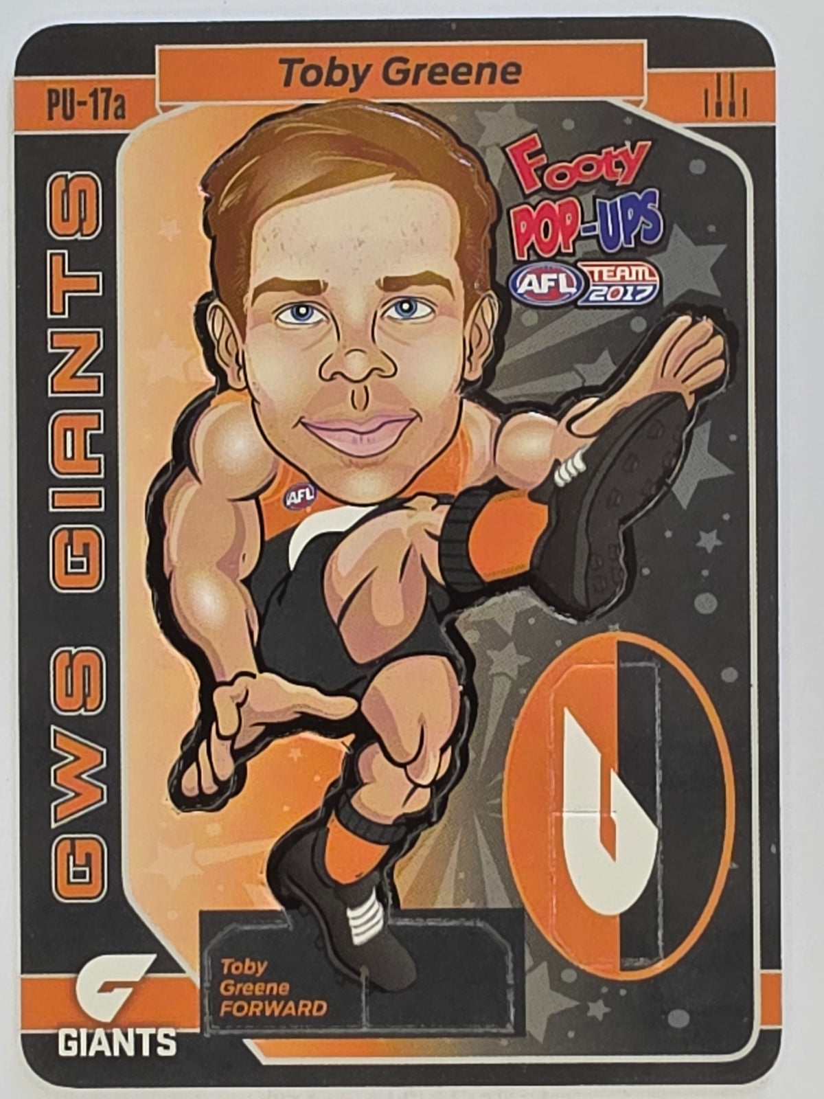 AFL 2017 Teamcoach Pop Ups #PU-17a Toby Greene Greater Western Sydney Giants