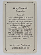 1980-81 Ardmona International Cricket | Greg Chappell Australia