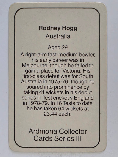 1980-81 Ardmona International Cricket | Rodney Hogg Australia