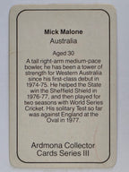 1980-81 Ardmona International Cricket | Mick Malone Australia