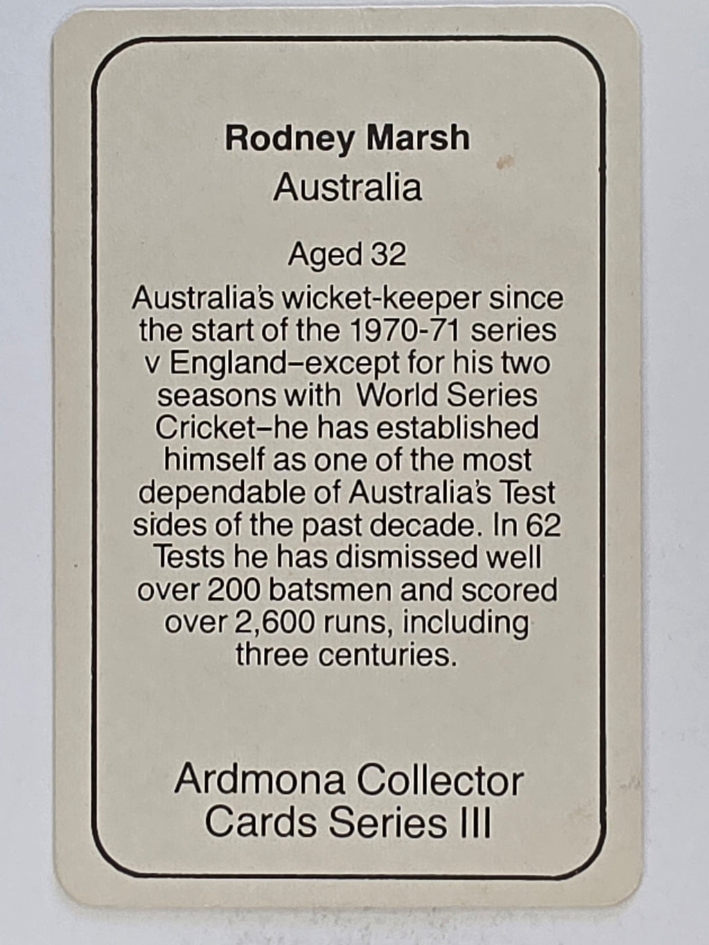 1980-81 Ardmona International Cricket | Rodney Marsh Australia