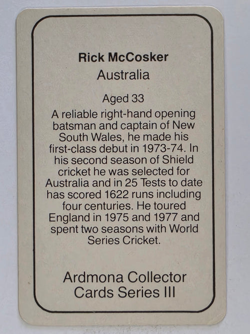 1980-81 Ardmona International Cricket | Rick McCosker Australia