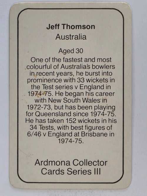 1980-81 Ardmona International Cricket | Jeff Thomson Australia