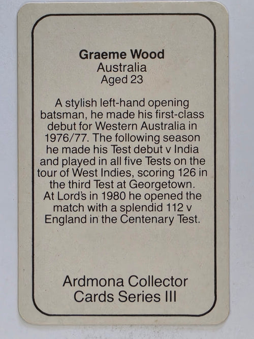 1980-81 Ardmona International Cricket | Graeme Wood Australia