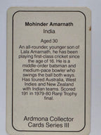 1980-81 Ardmona International Cricket | Mohinder Amarnath India