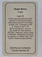 1980-81 Ardmona International Cricket | Roger Binny India