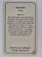 1980-81 Ardmona International Cricket | Kapil Dev India
