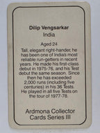 1980-81 Ardmona International Cricket | Dilip Vengsarkar India