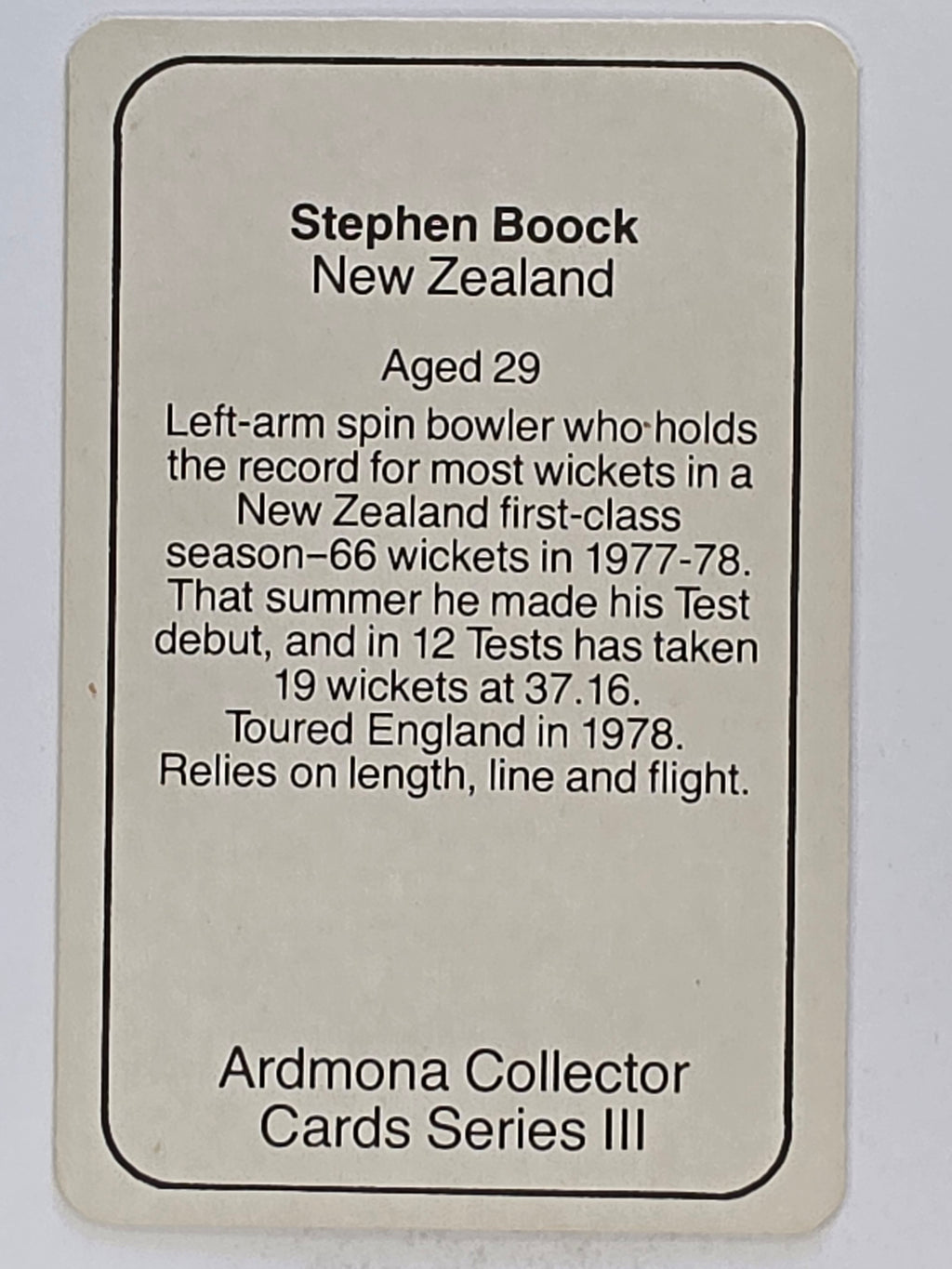 1980-81 Ardmona International Cricket | Stephen Boock New Zealand