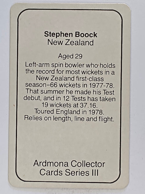 1980-81 Ardmona International Cricket | Stephen Boock New Zealand
