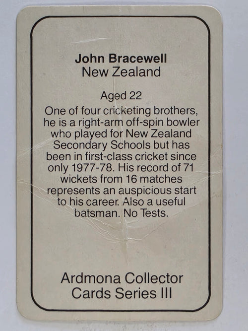 1980-81 Ardmona International Cricket | John Bracewell New Zealand