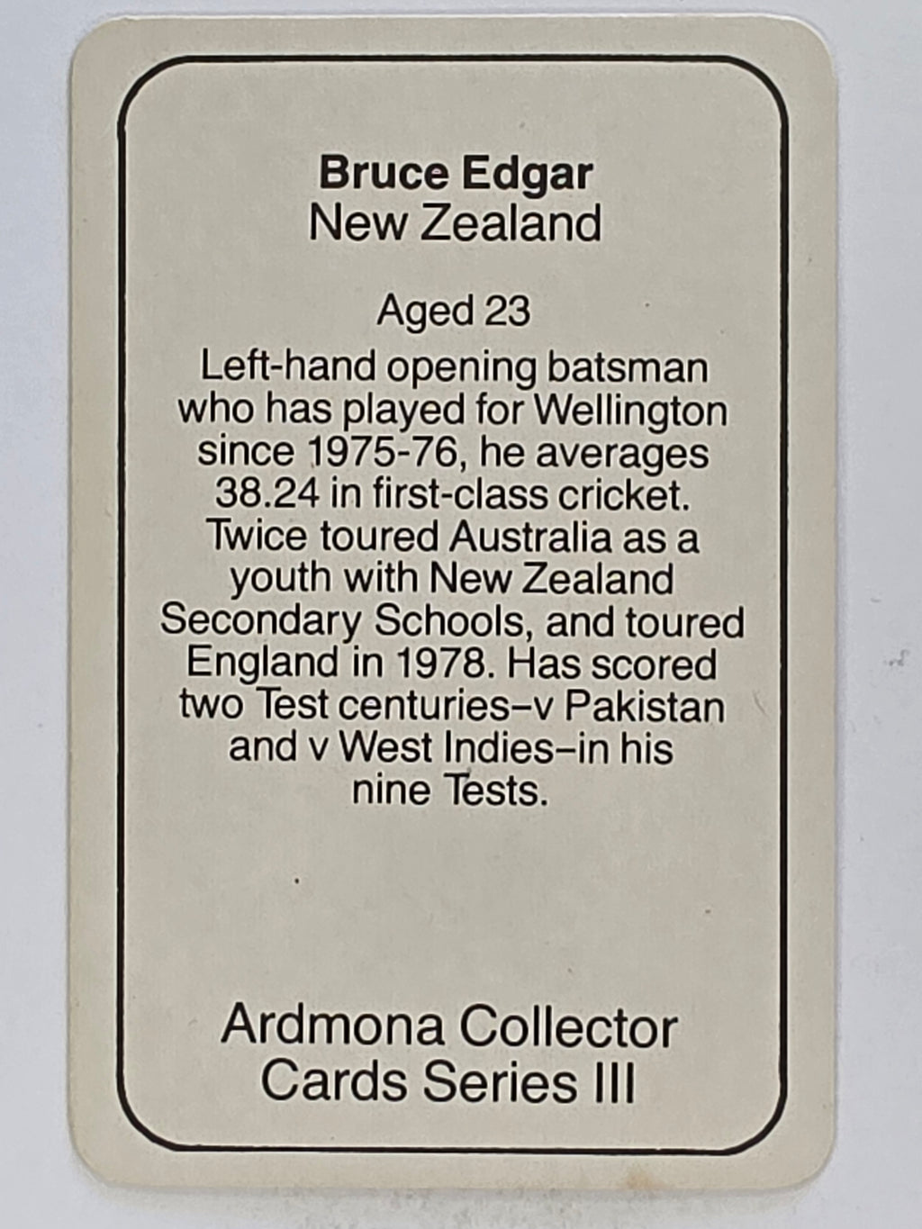 1980-81 Ardmona International Cricket | Bruce Edgar New Zealand